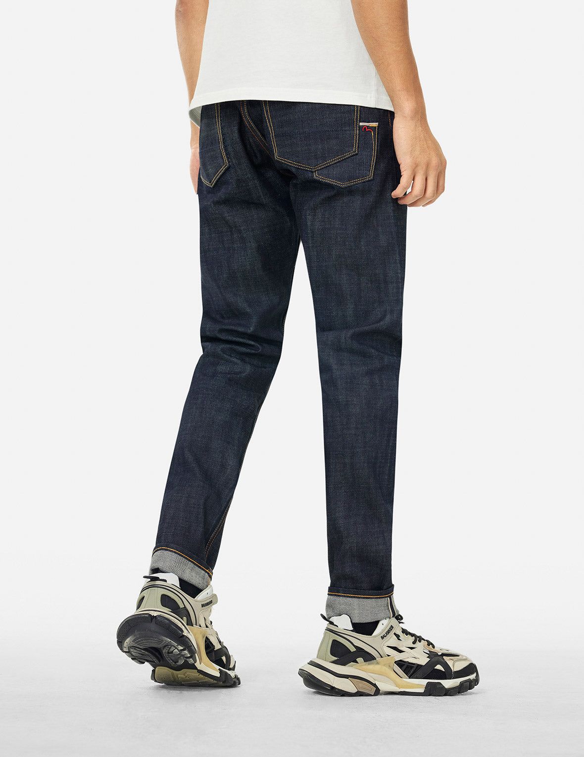 7口袋设计窄脚原色牛仔裤 #2017