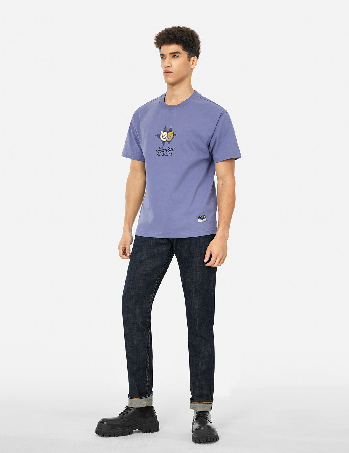 神兽白泽大M刺绣窄脚牛仔裤 #2017