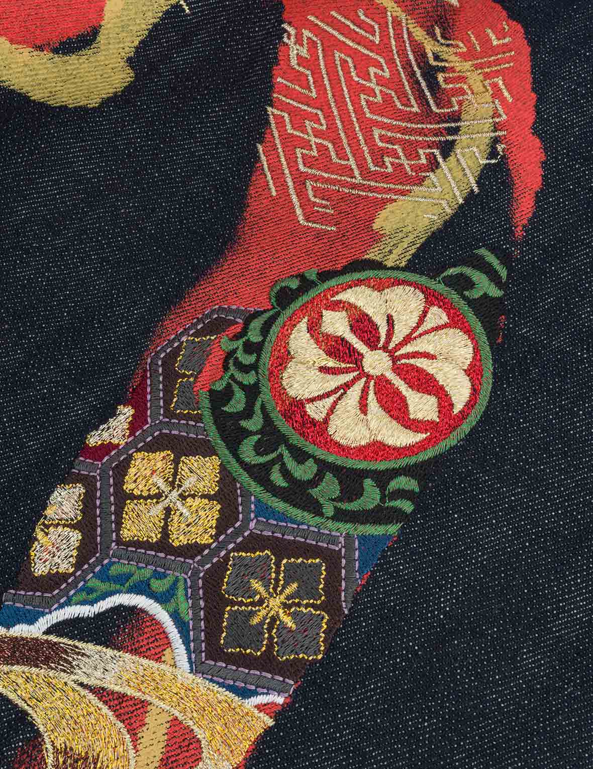 神兽白泽大M刺绣窄脚牛仔裤 #2017