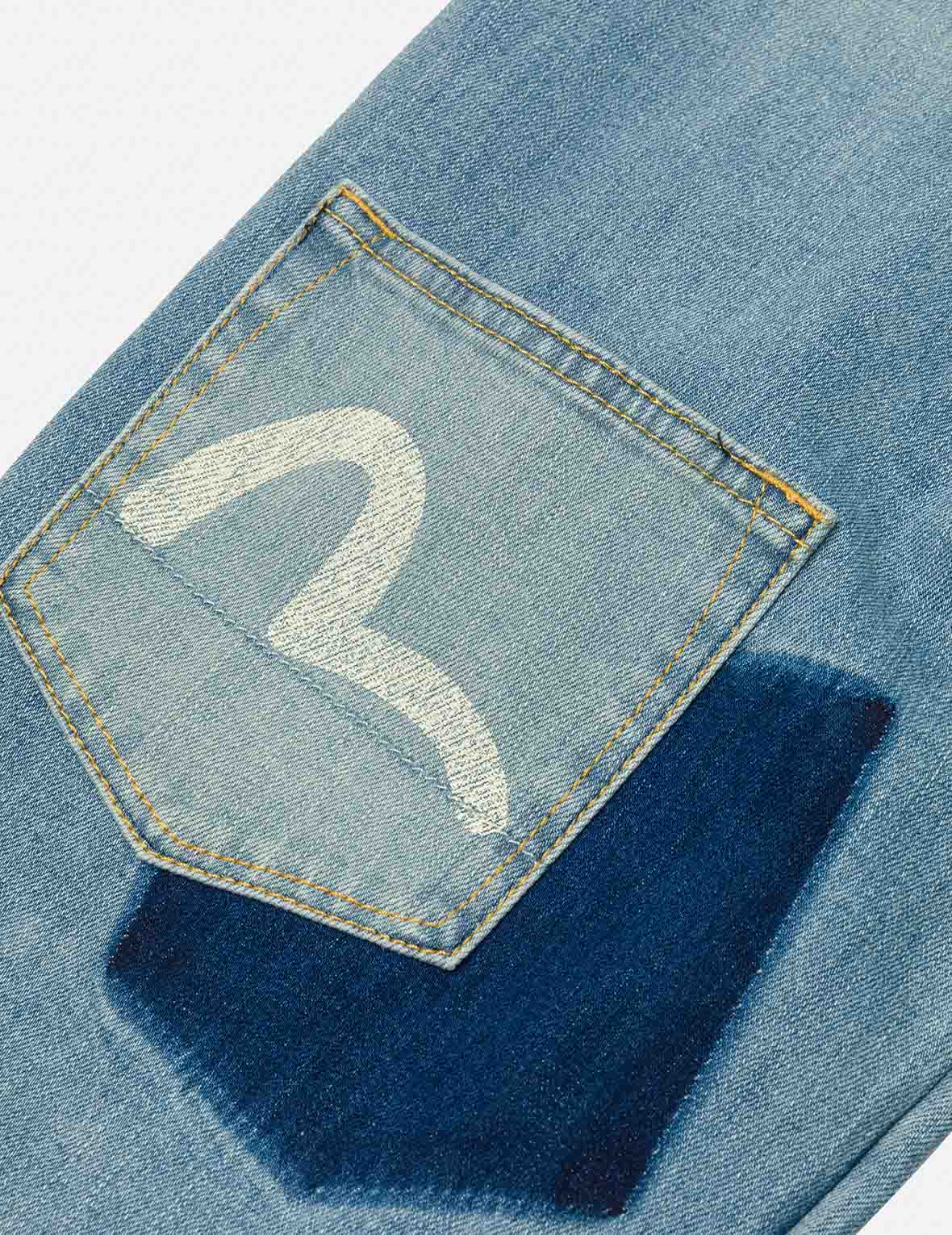 多口袋和海鸥印花立体版型牛仔裤