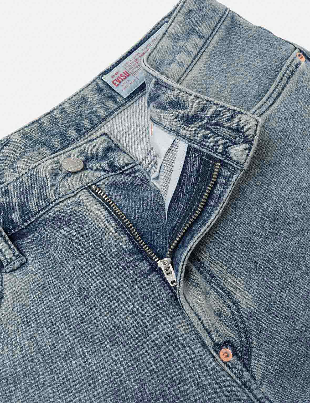 艺术笔触大M印花七分牛仔裤 #2027