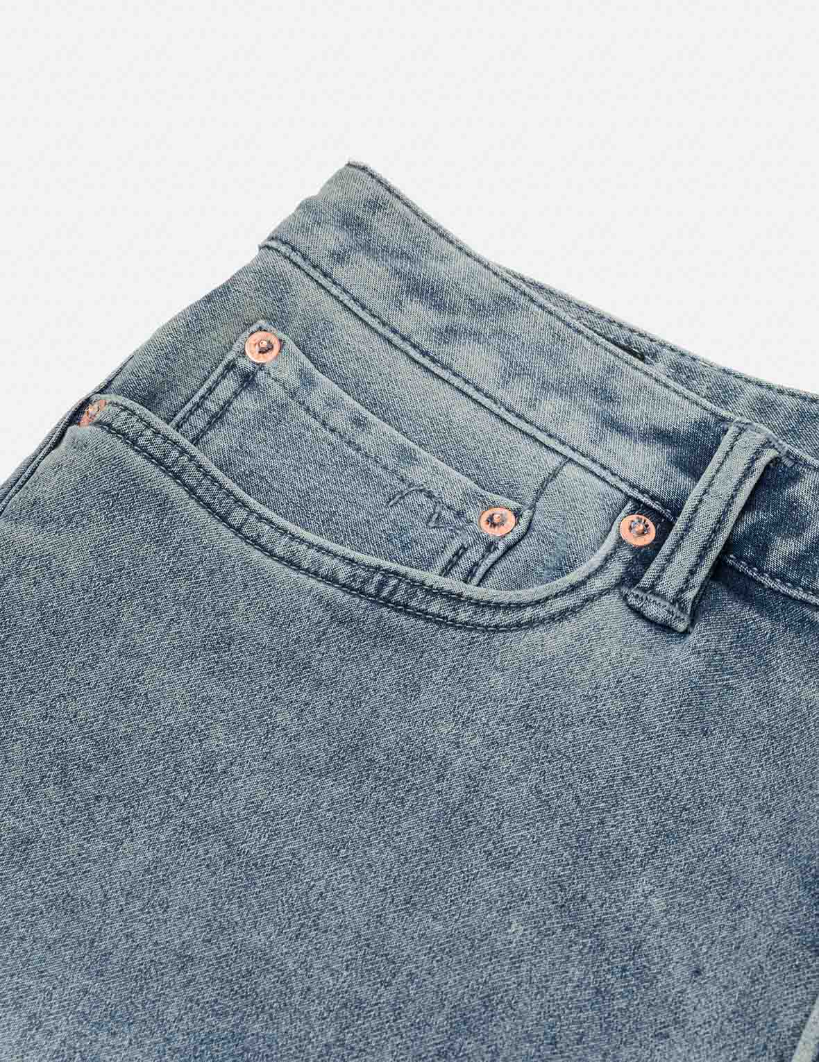 艺术笔触大M印花七分牛仔裤 #2027