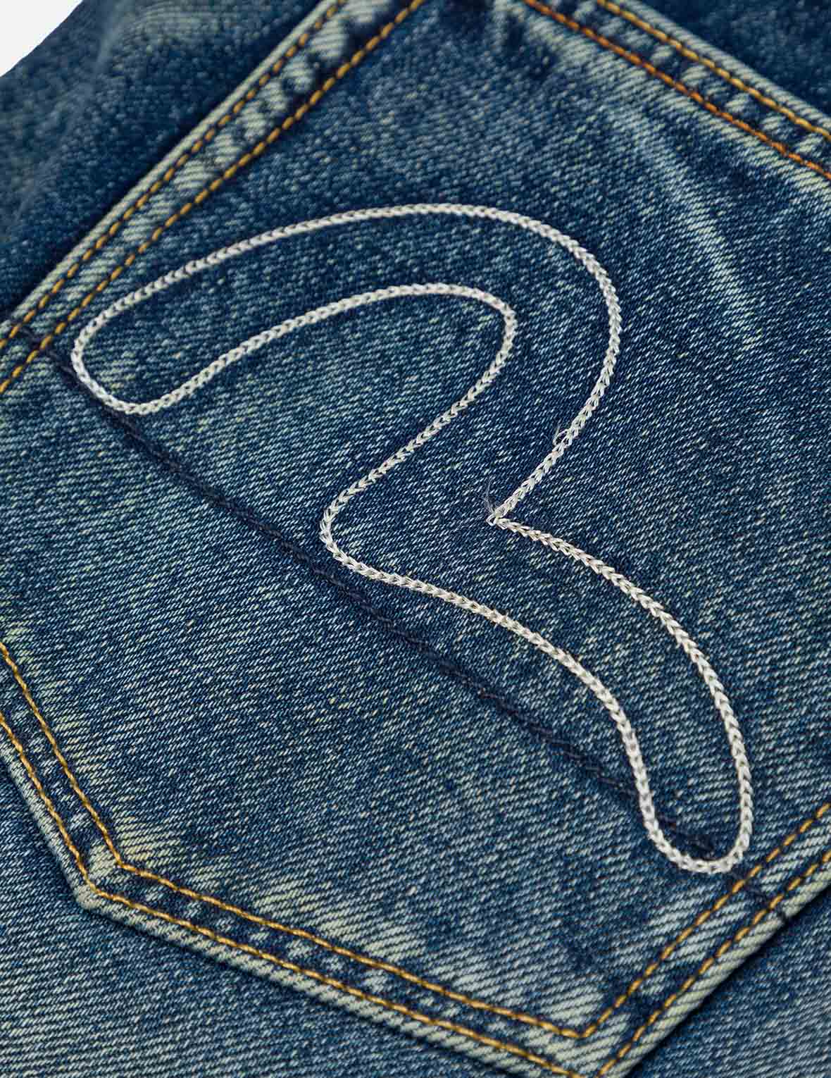 海鸥刺绣和"EVISU SINCE 1991"印花贴布窄脚牛仔裤 #2017