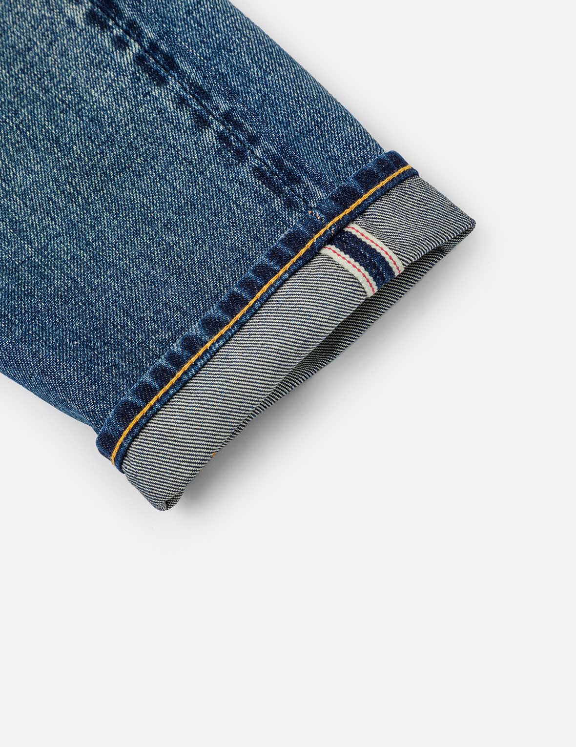 海鸥刺绣和"EVISU SINCE 1991"印花贴布窄脚牛仔裤 #2017