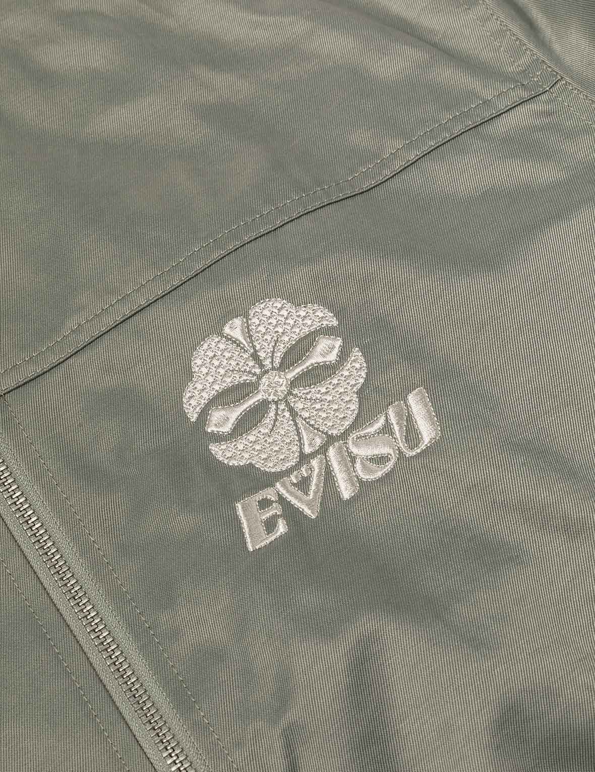 Denim Inserted Daicock with Kamon Embroidery Regular Fit Bomber Jacket