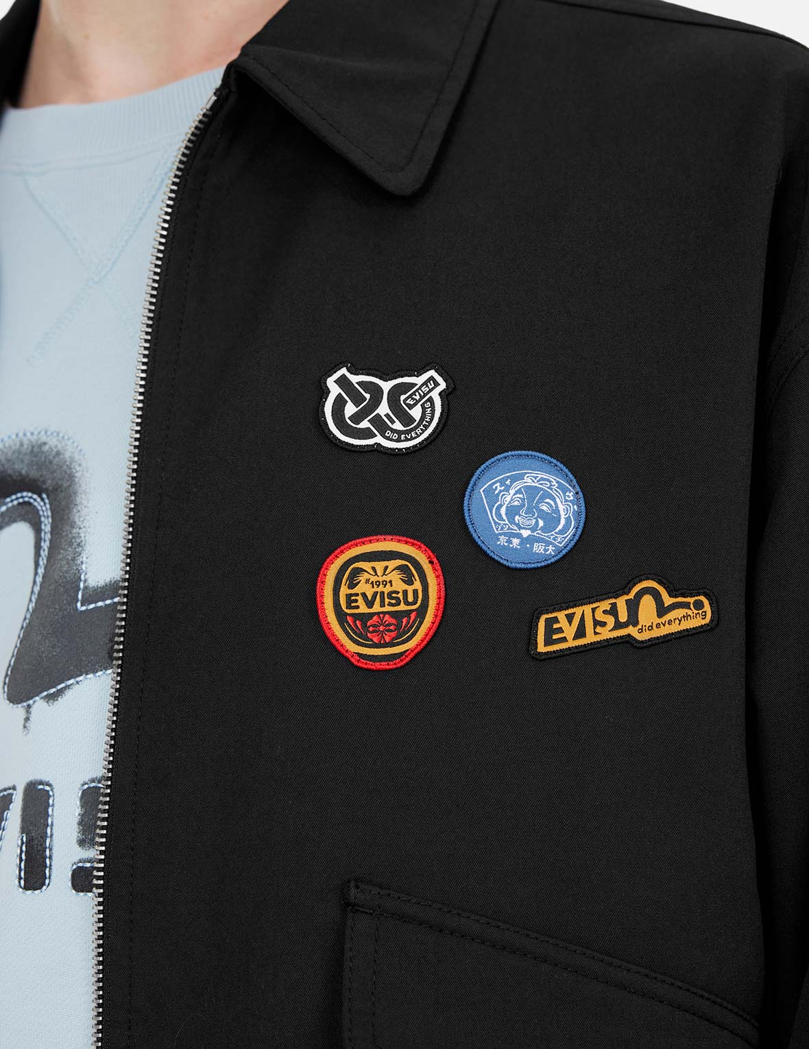 Graffiti Daicock Print Boxy Fit Zip Up Jacket