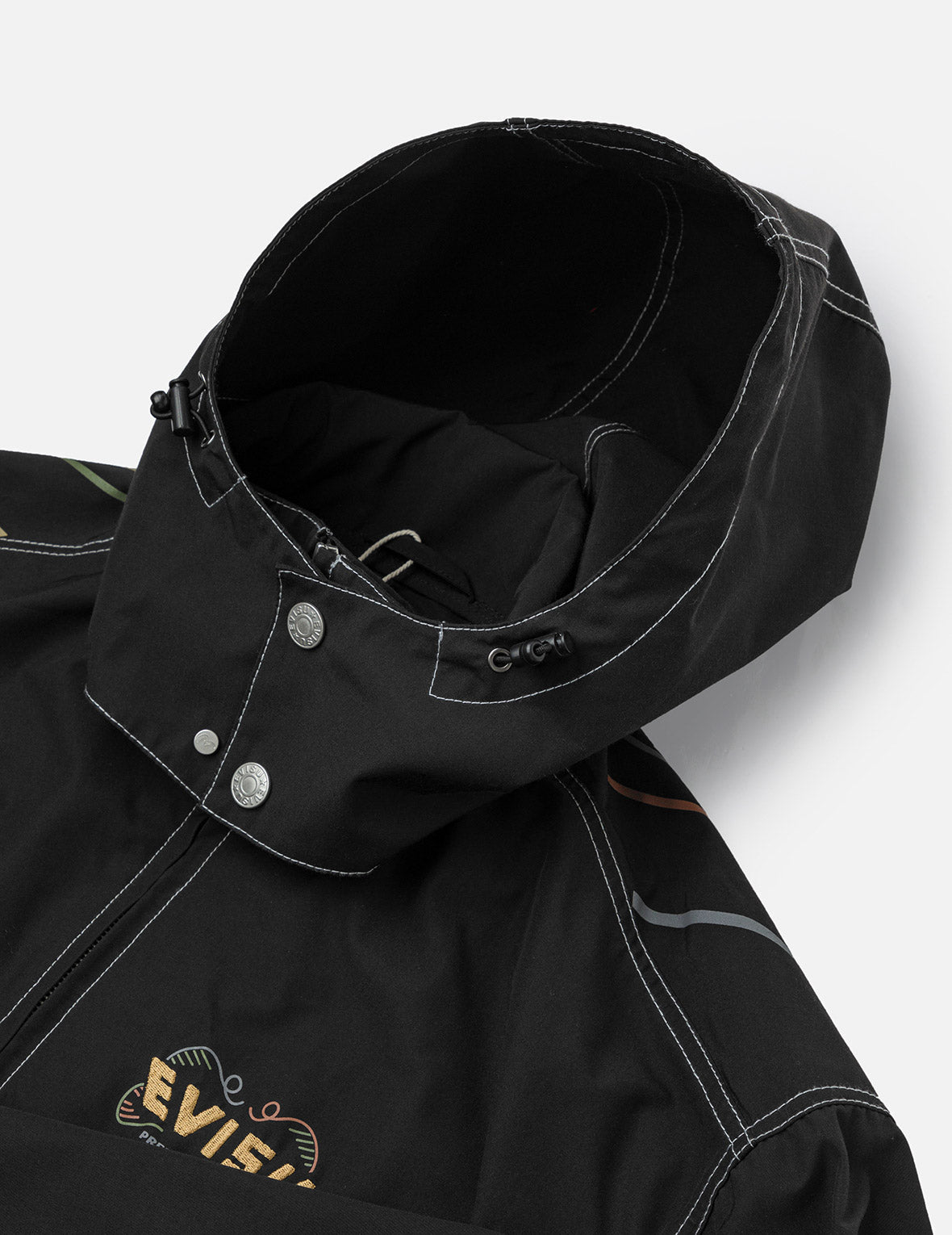 达摩印花和商标貼布宽版休闲连帽外套