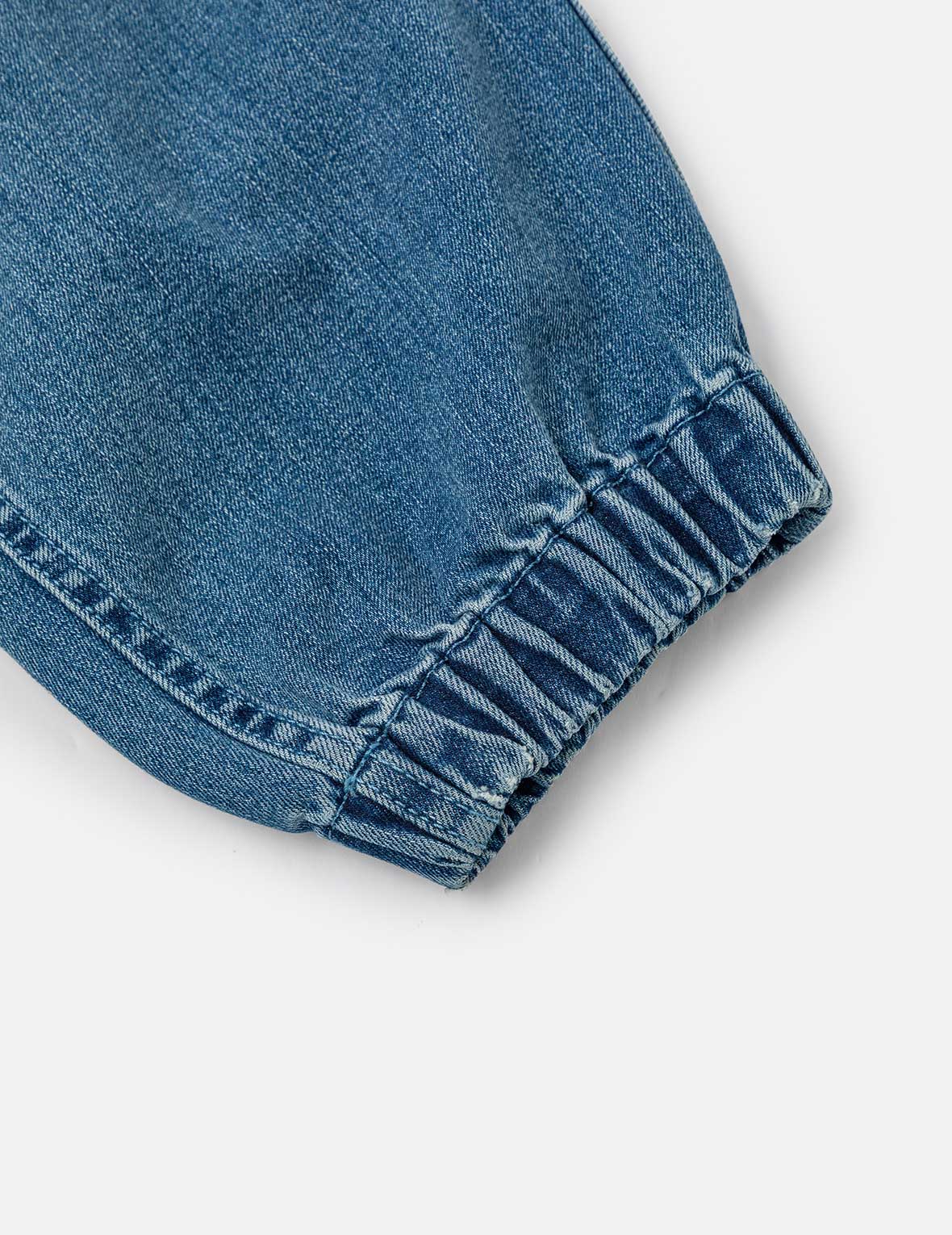 Seagull and Logo Print Loose Fit Denim Joggers