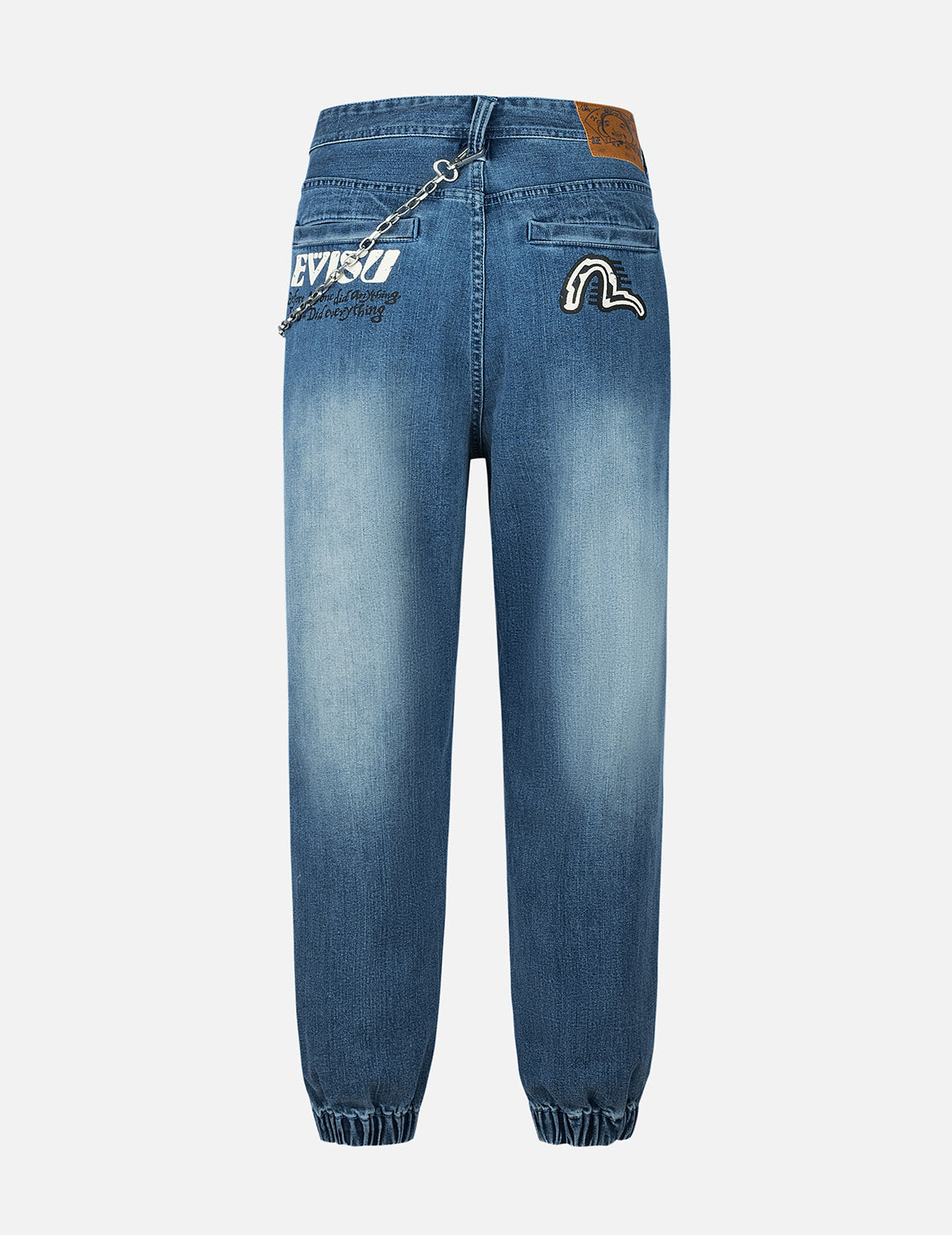 Seagull and Logo Print Loose Fit Denim Joggers