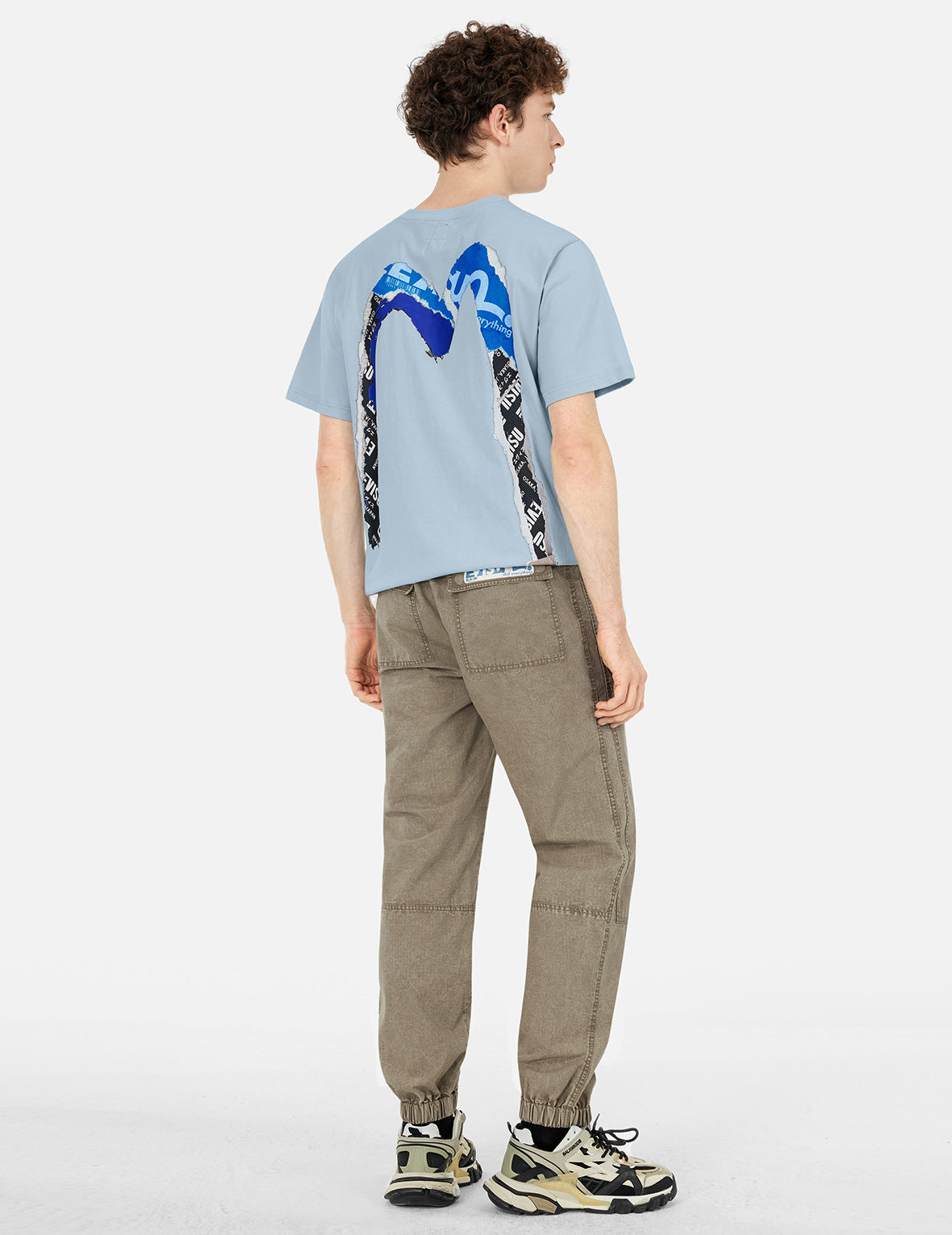 海鸥和家花刺绣直筒梭织束口裤