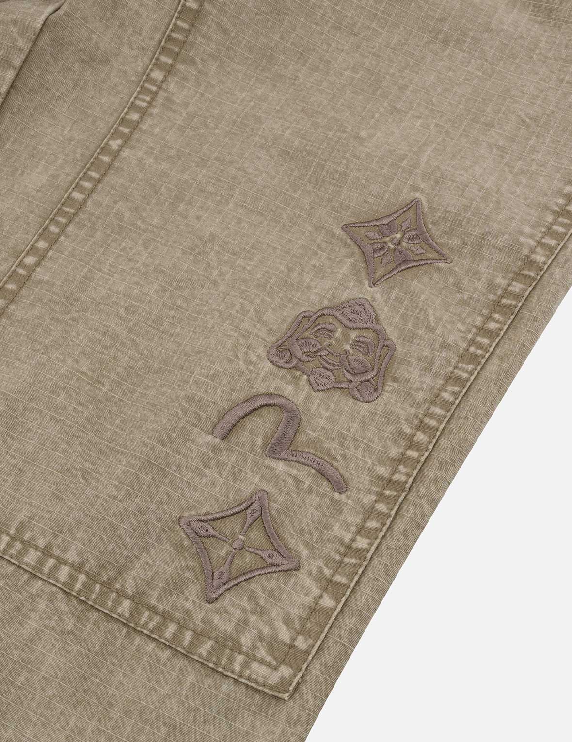 海鸥和家花刺绣直筒梭织束口裤