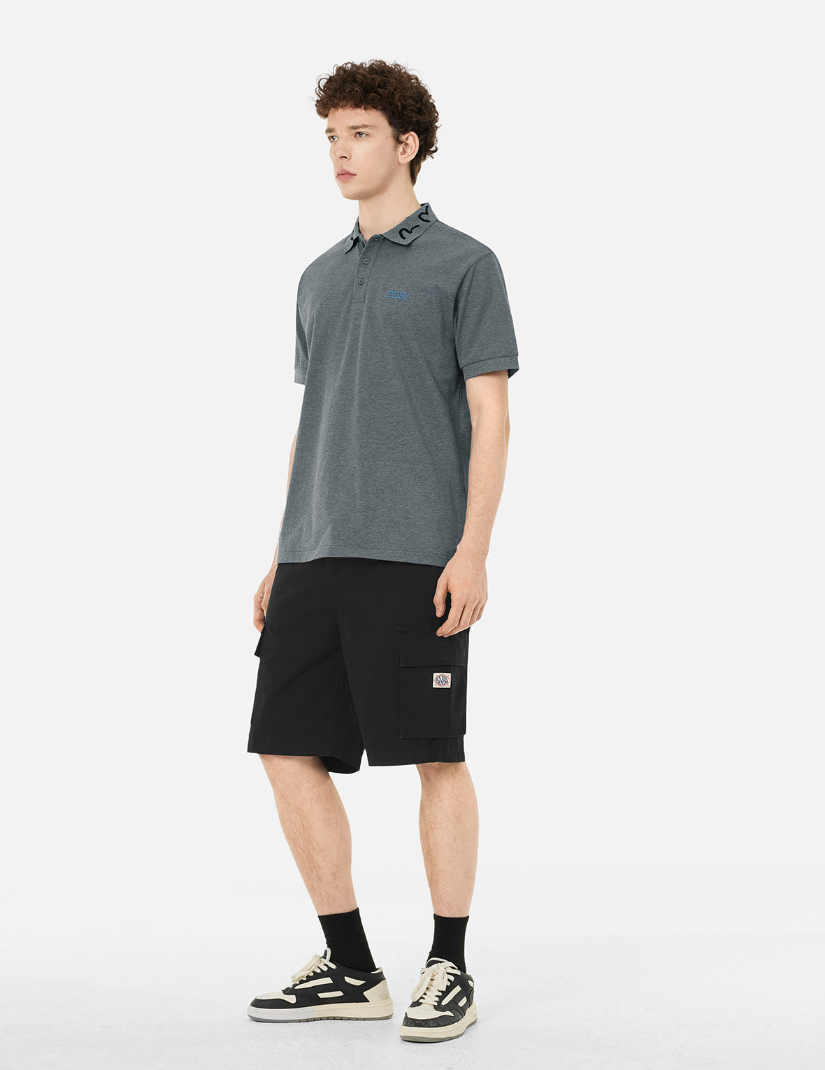 商标刺绣宽版休闲POLO衫