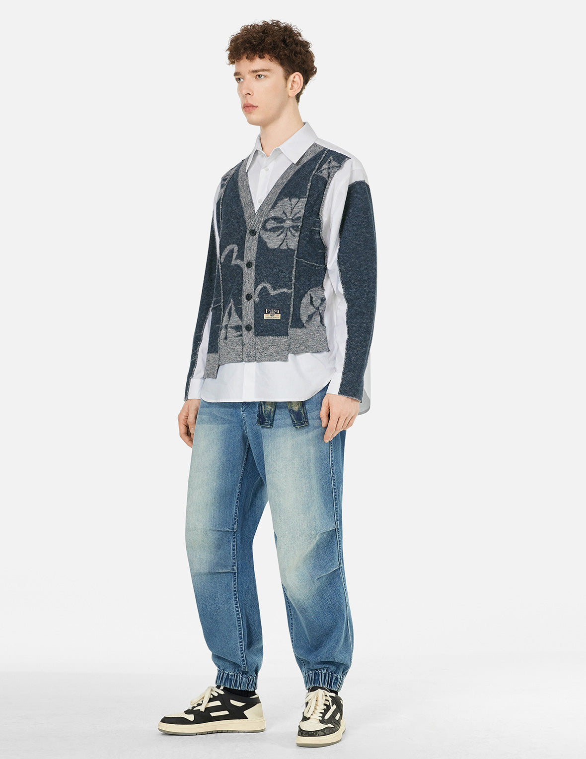 2-in-1 Seagull and Kamon Embroidery Relax Fit Shirt