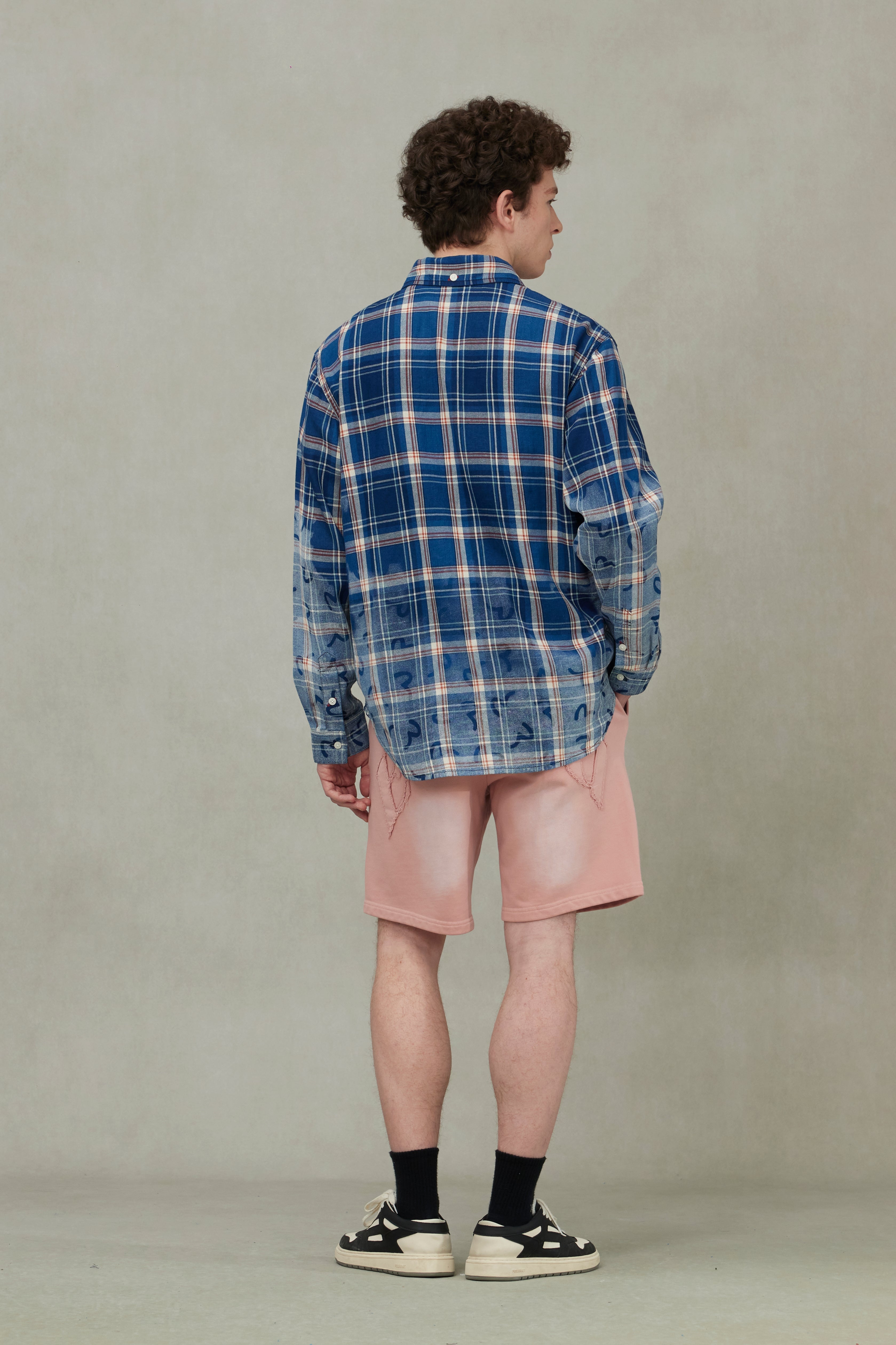Allover Seagull Print Relax Fit Check Shirt