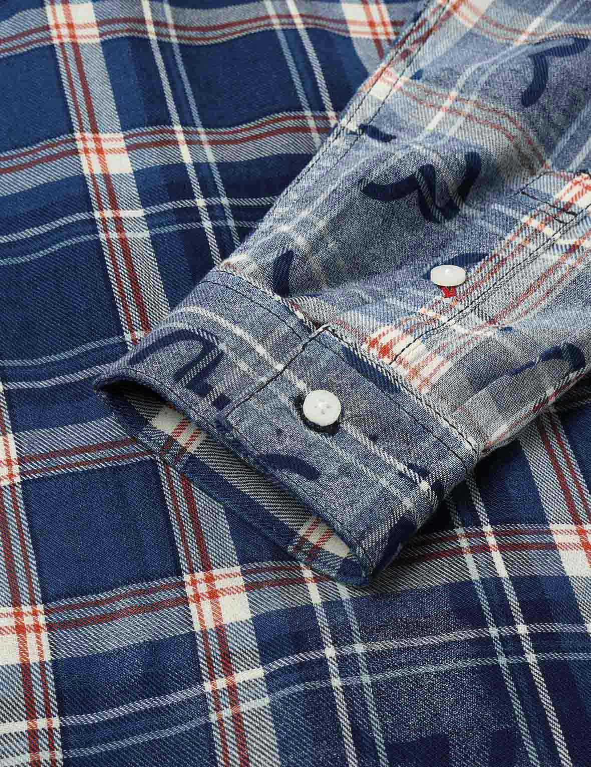 Allover Seagull Print Relax Fit Check Shirt
