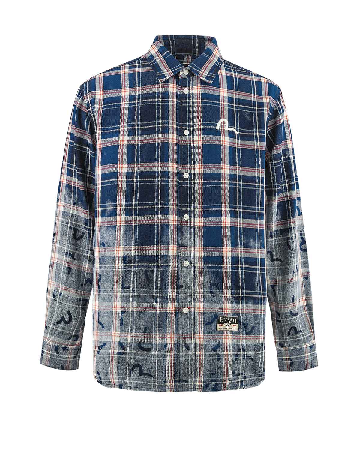 Allover Seagull Print Relax Fit Check Shirt