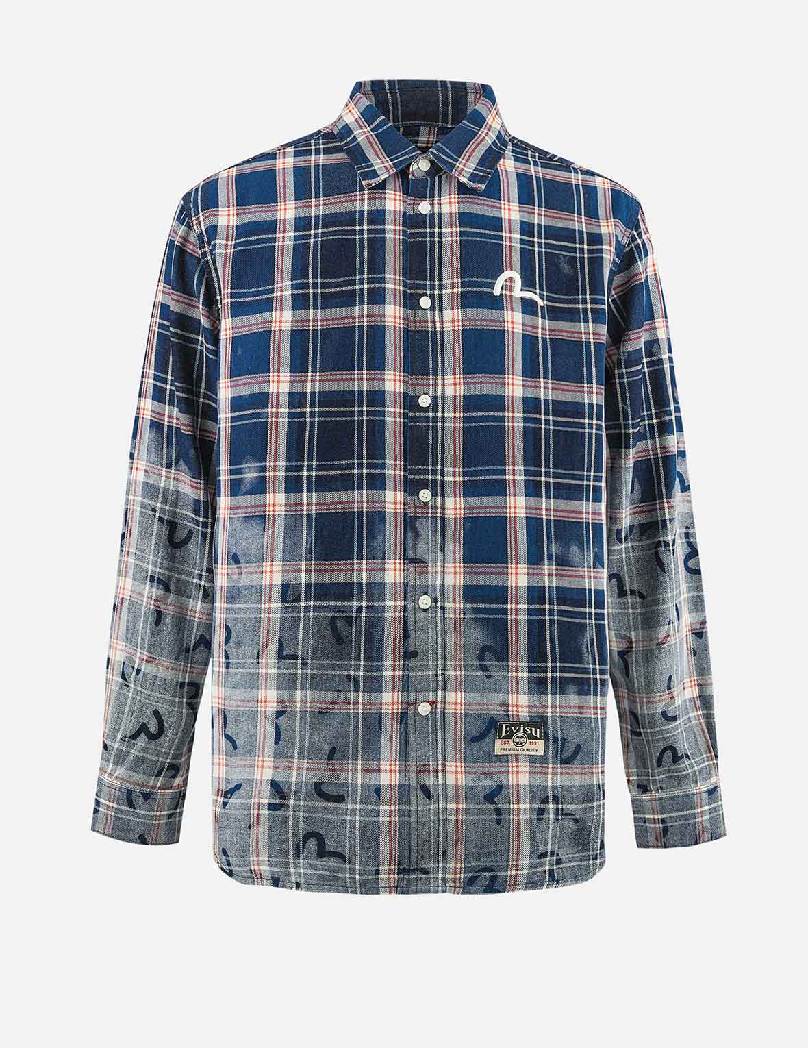 Allover Seagull Print Relax Fit Check Shirt