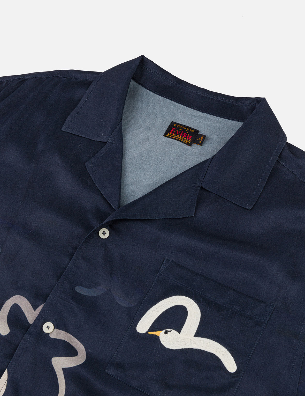 满地海鸥印花宽松版型短袖衬衣