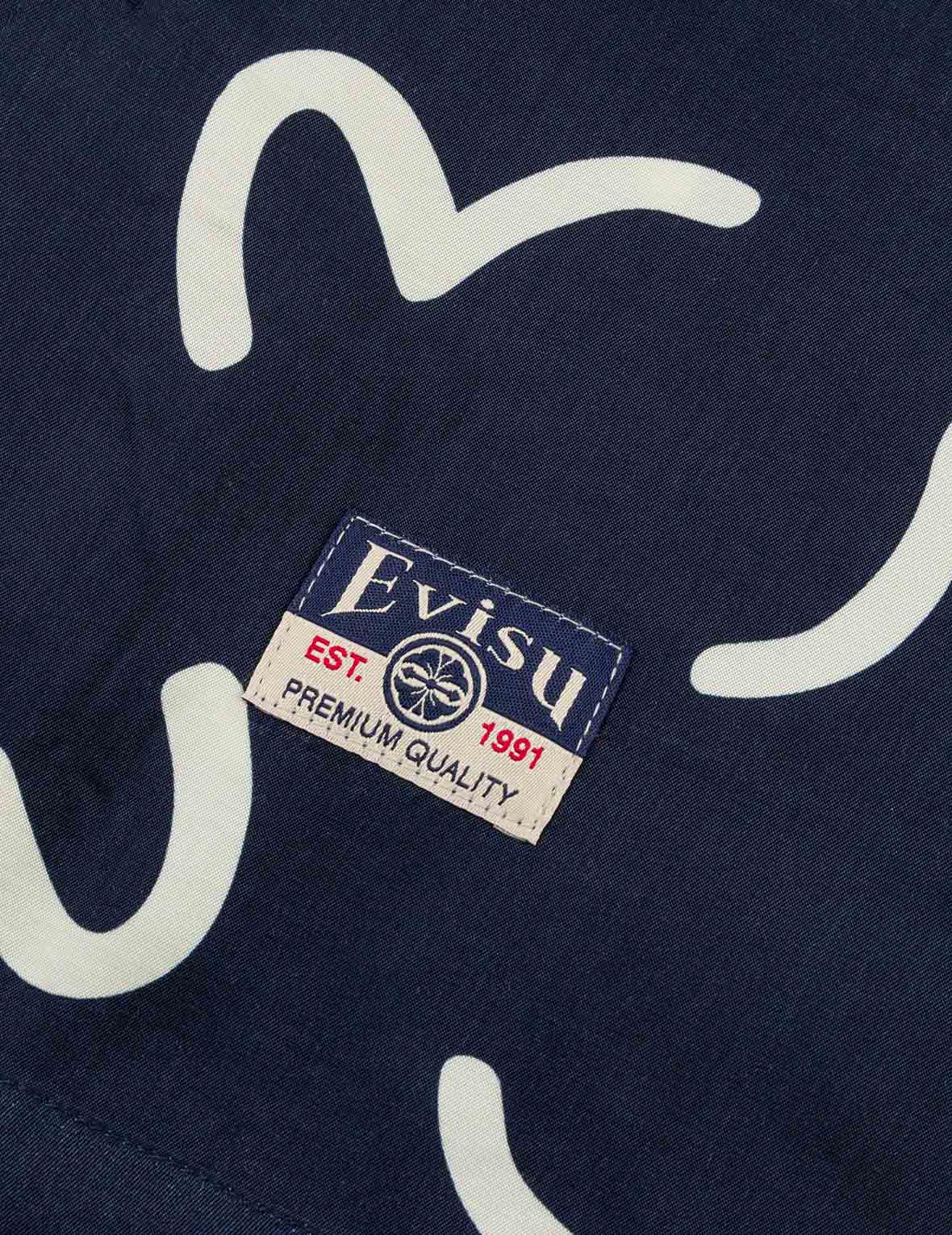 满地海鸥印花宽松版型短袖衬衣