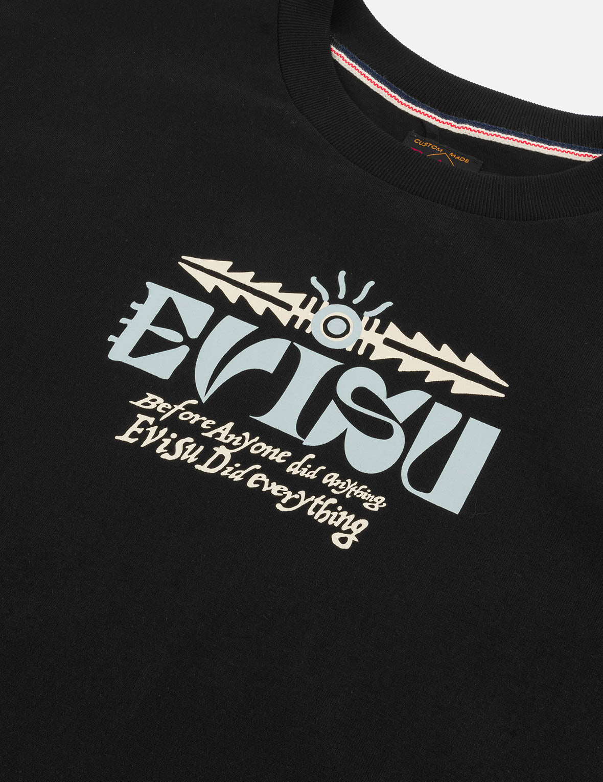 假两件印第安图腾印花宽版休闲长袖T恤