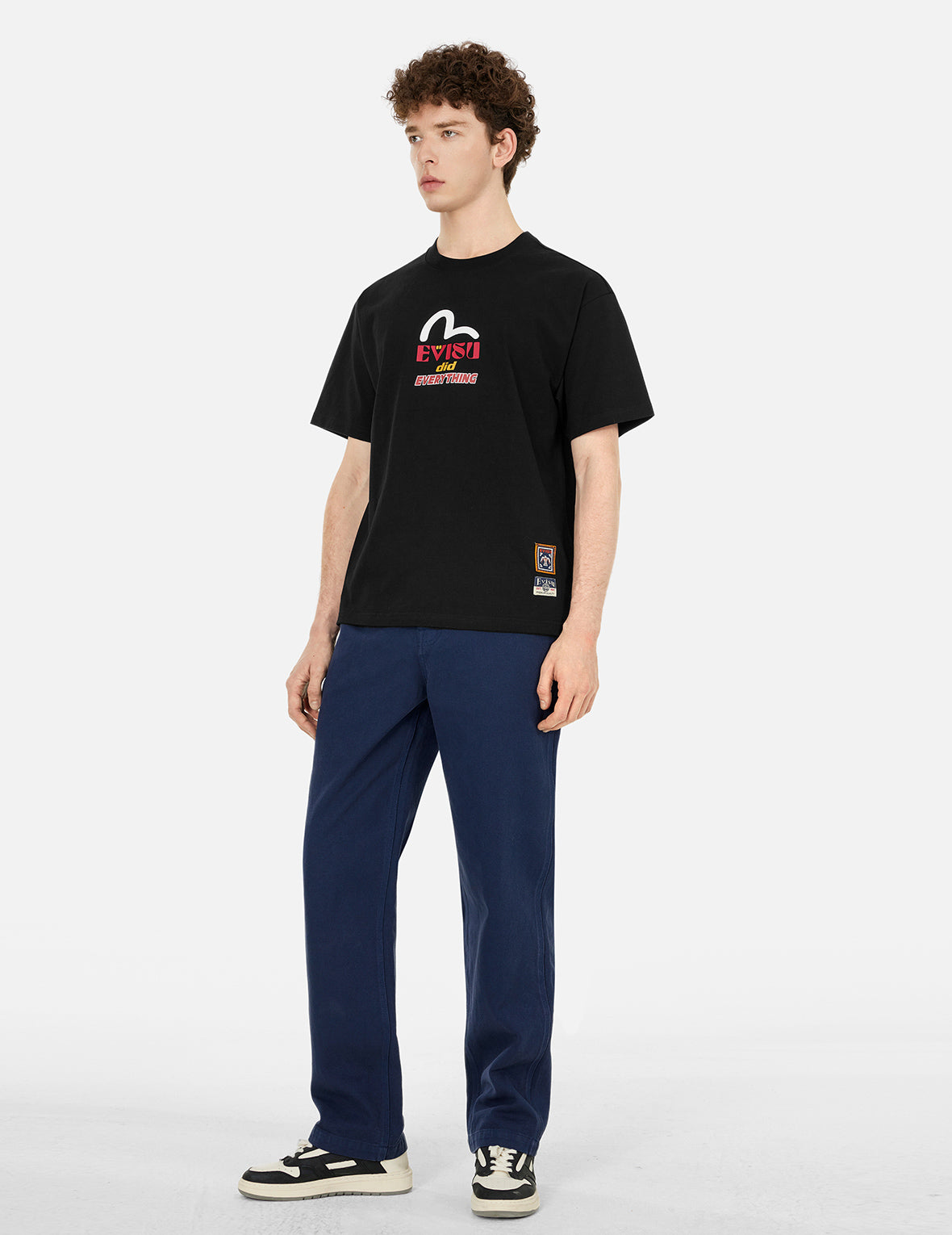 达摩和印第安图腾印花宽版休闲T恤