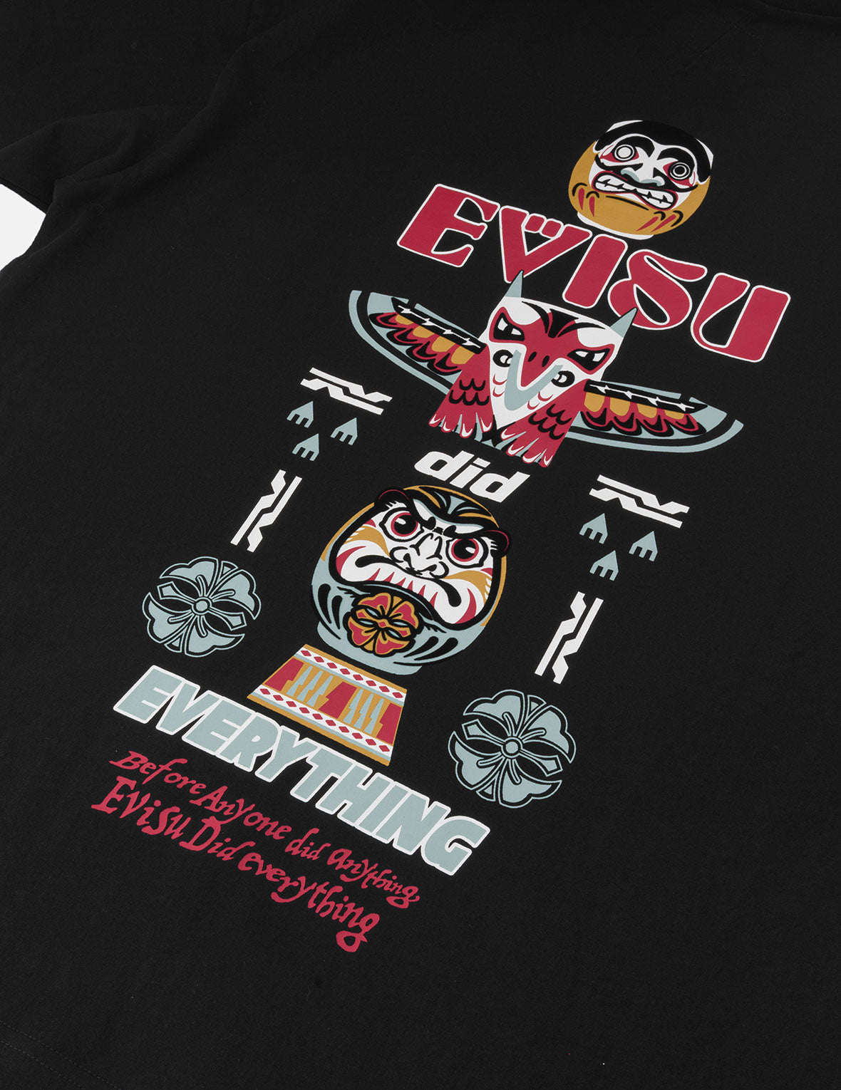 达摩和印第安图腾印花宽版休闲T恤