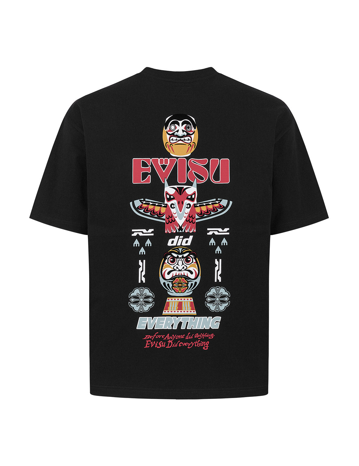 达摩和印第安图腾印花宽版休闲T恤