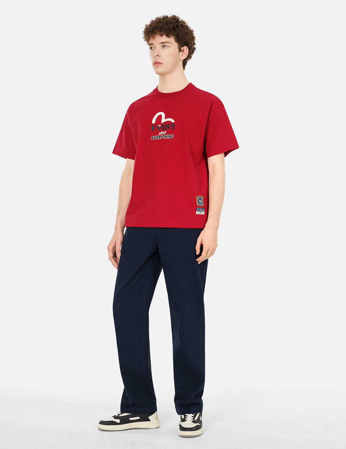 达摩和印第安图腾印花宽版休闲T恤