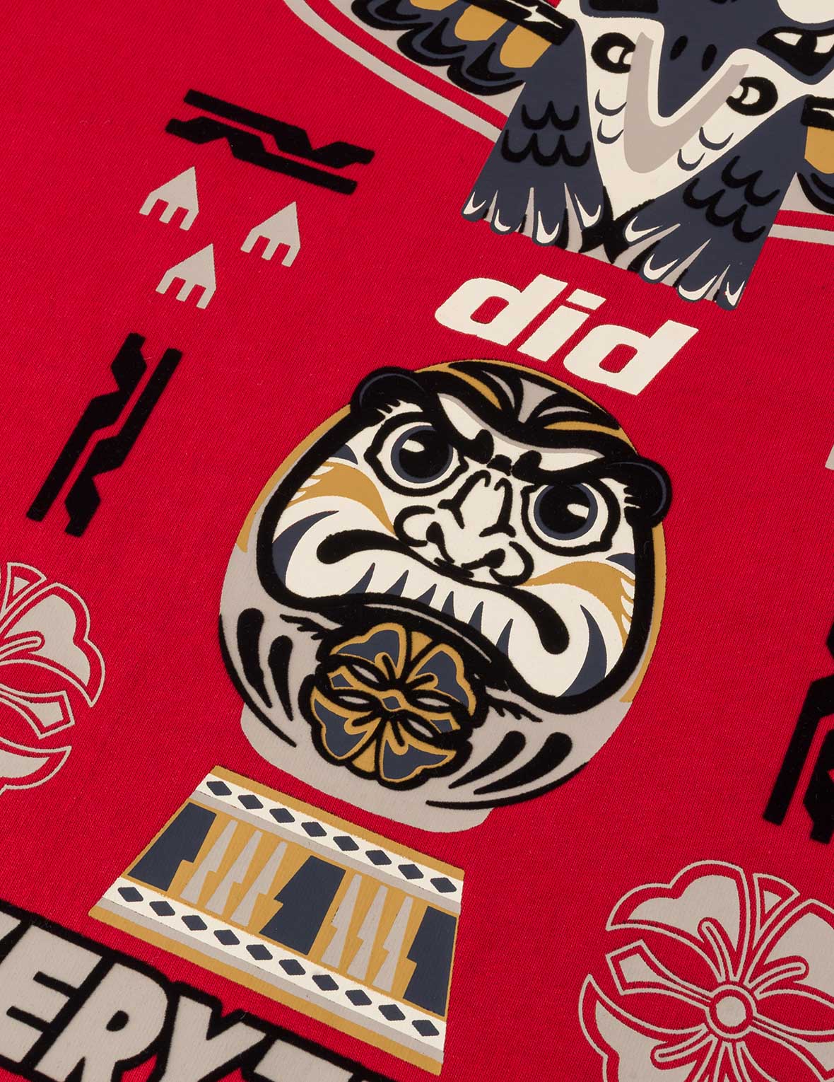 达摩和印第安图腾印花宽版休闲T恤