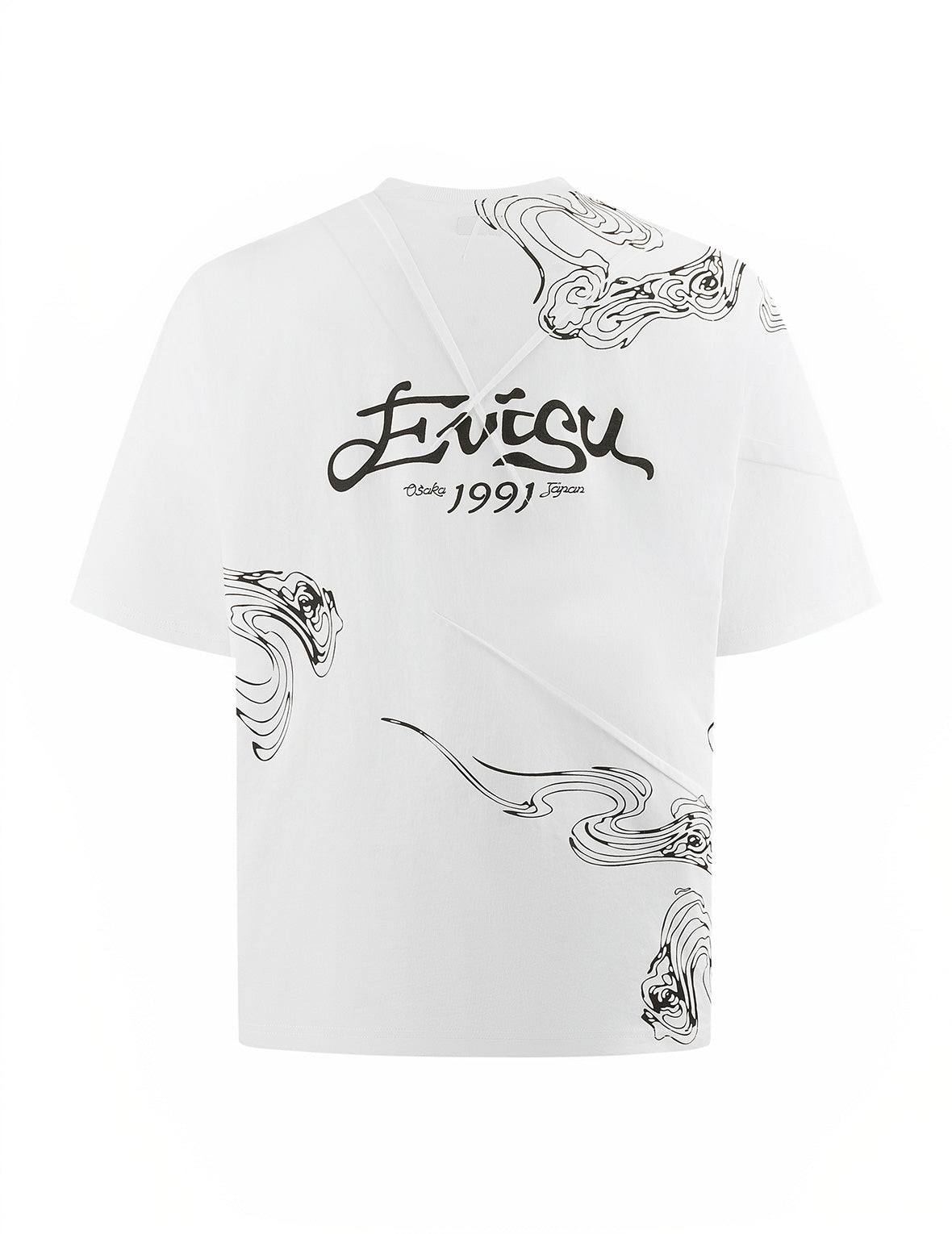 Auspicious Cloud and Logo Print Loose Fit T-Shirt