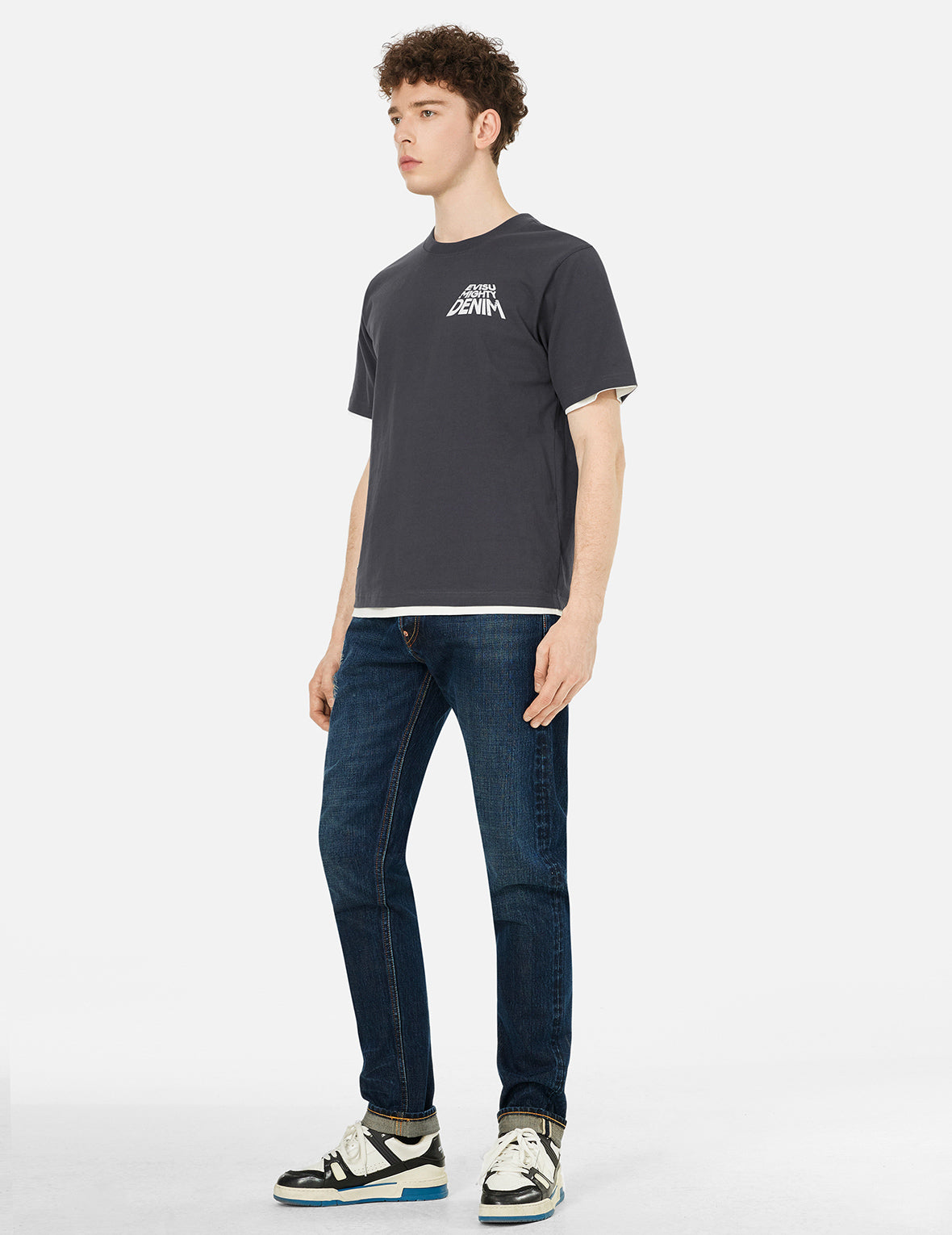 Slogan Print with Godhead Appliqué Embroidery Regular Fit T-Shirt