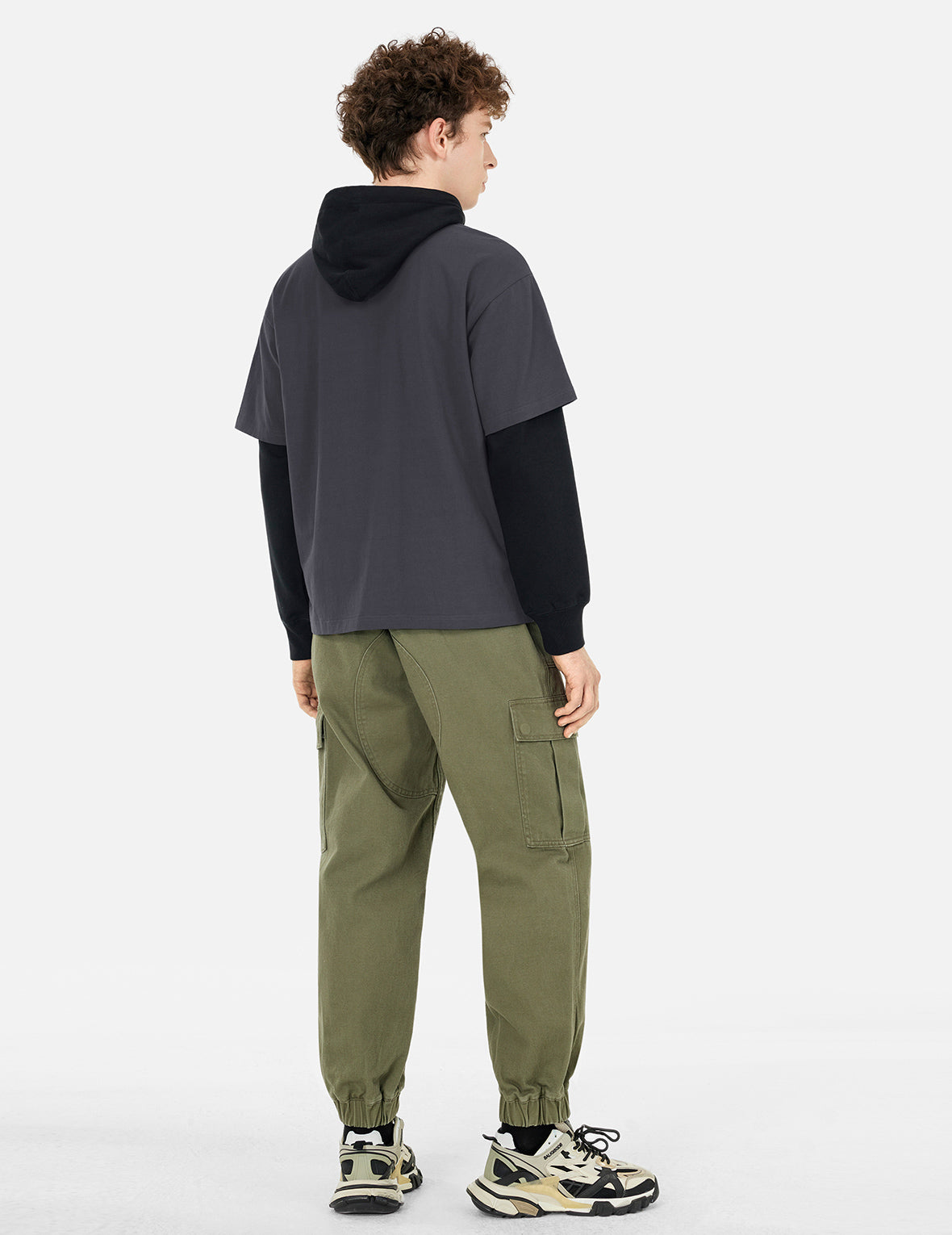 海鸥印花和日式贴布商标宽版休闲T恤