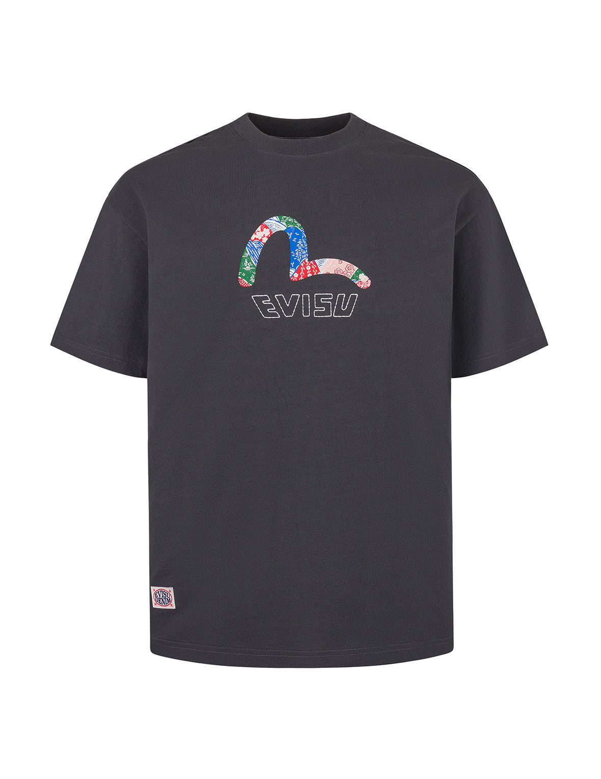 海鸥印花和日式贴布商标宽版休闲T恤