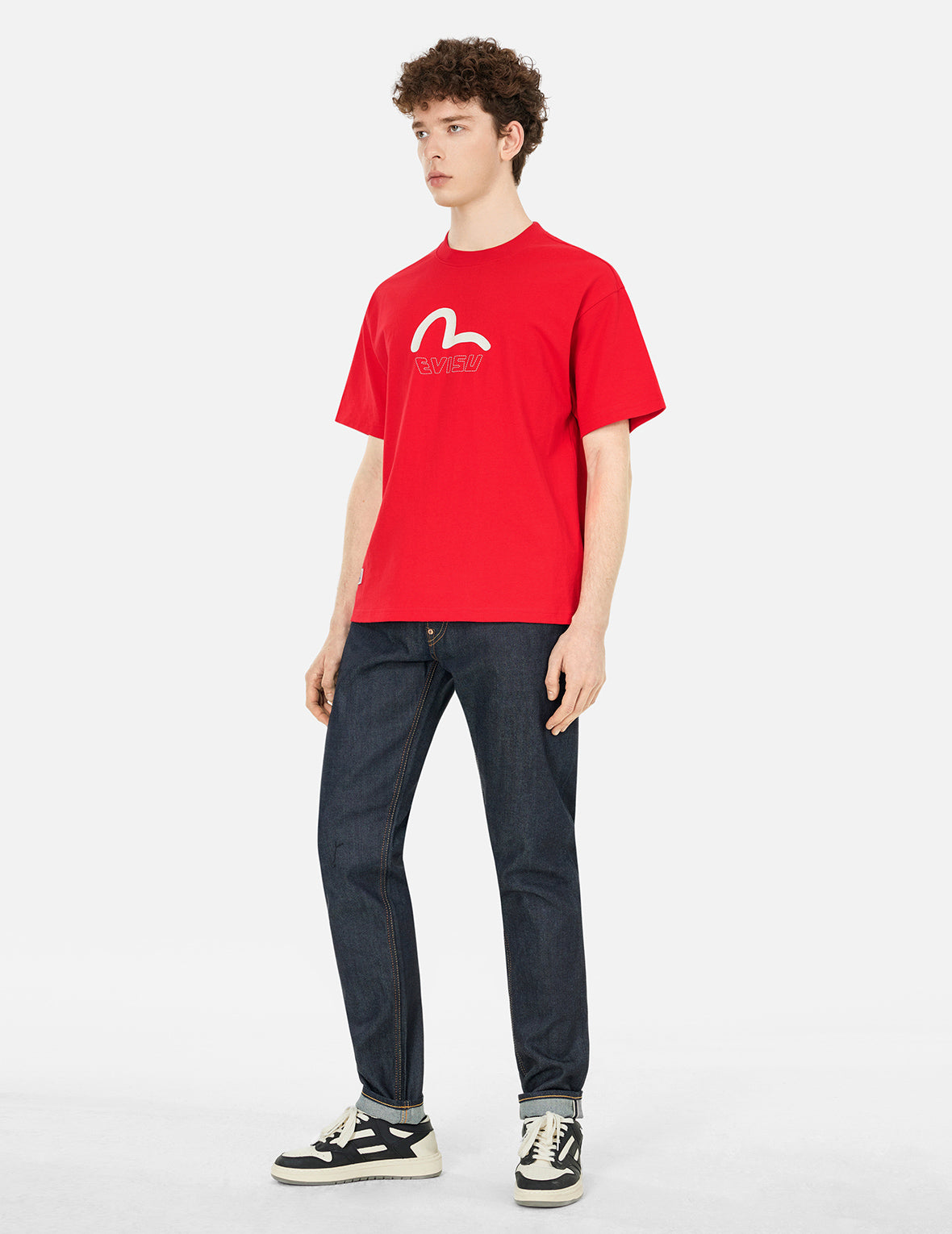 Seagull Print and Stitched Logo Embroidery Relax Fit T-shirt