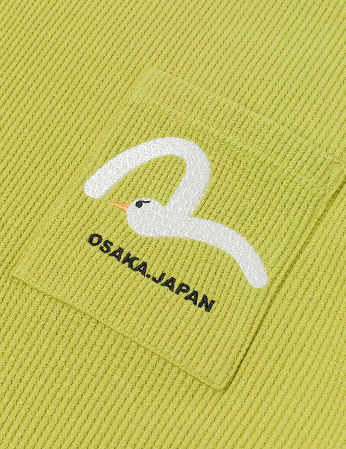 海鸥和商标刺绣超宽版短袖华夫格卫衣