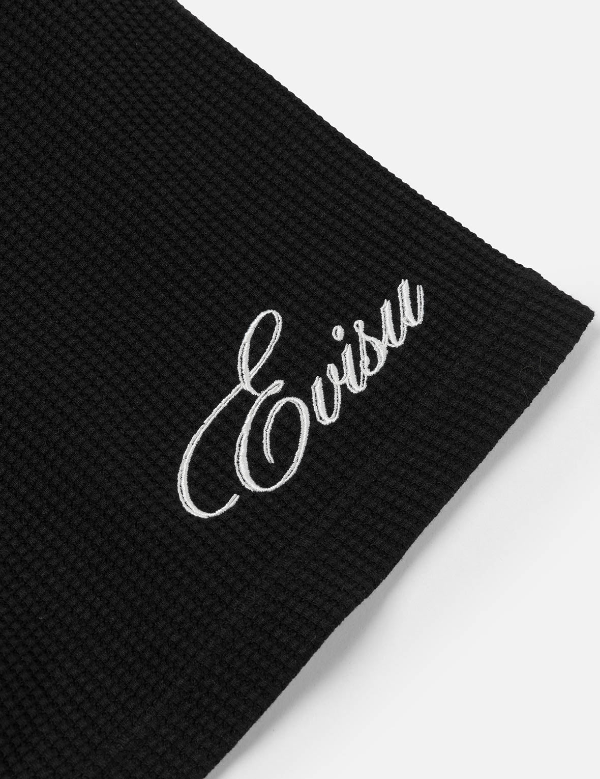 海鸥和商标刺绣超宽版短袖华夫格卫衣