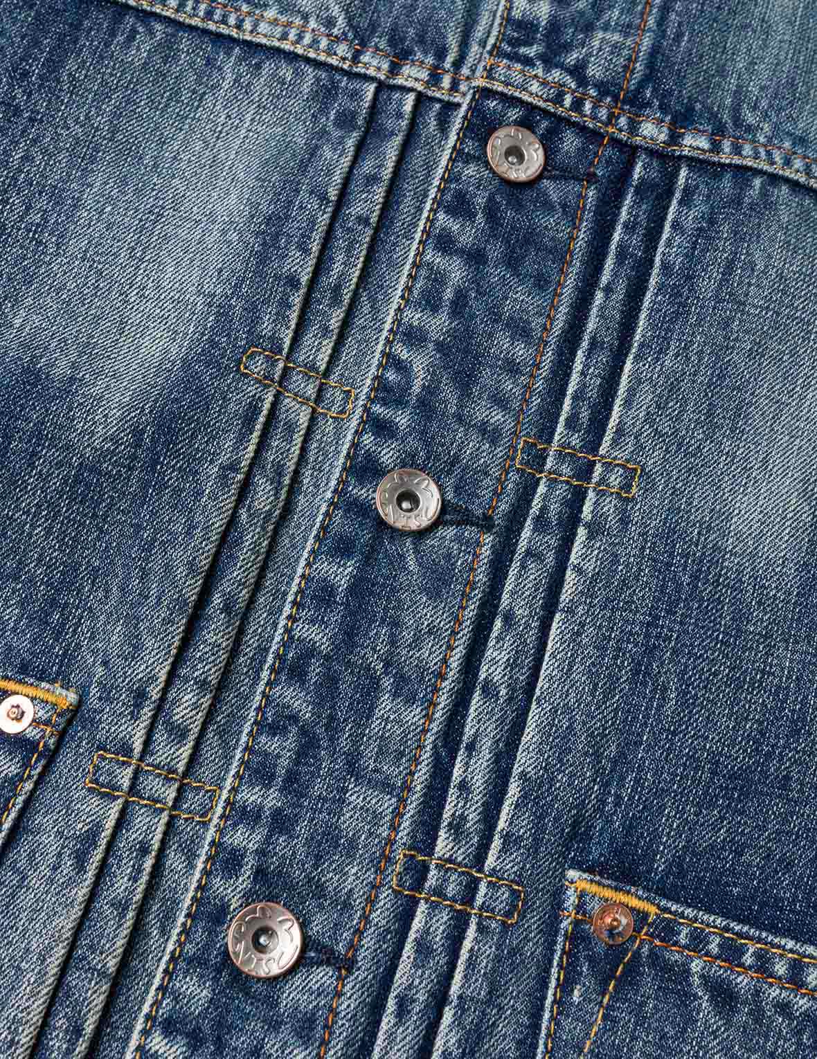 Brocade Patch Multi-pocket Denim Jacket