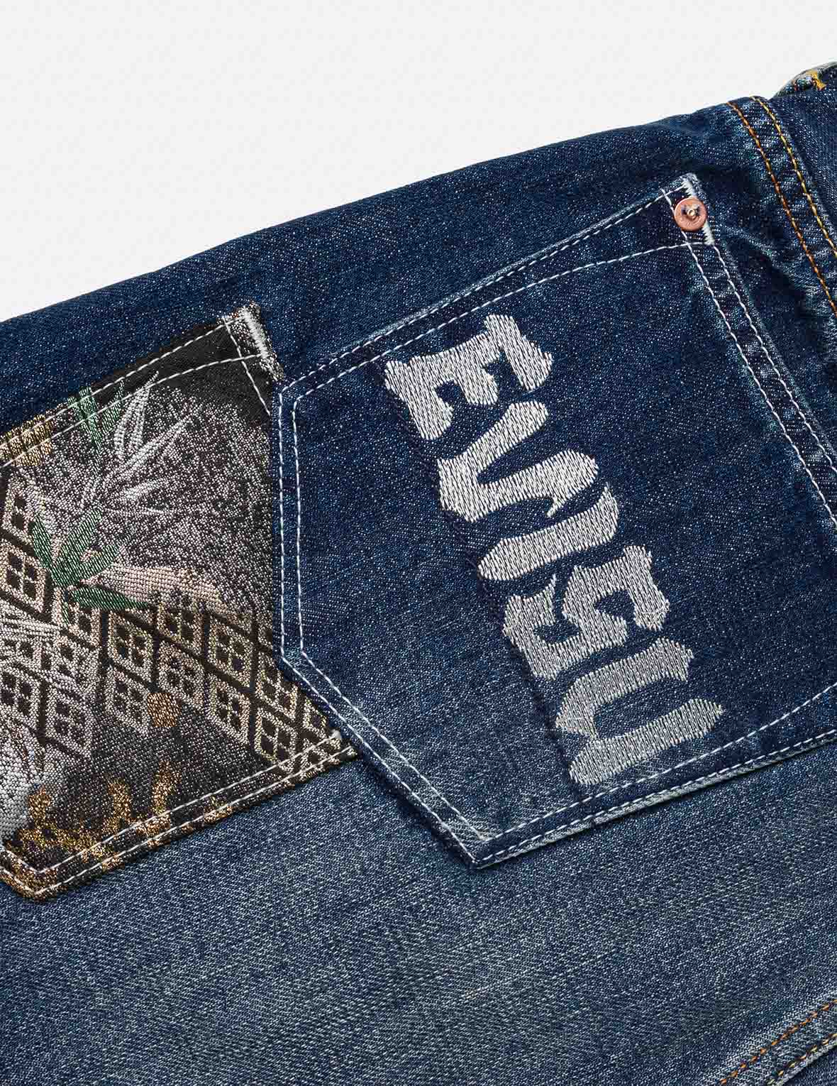 Brocade Patchwork Denim Shorts