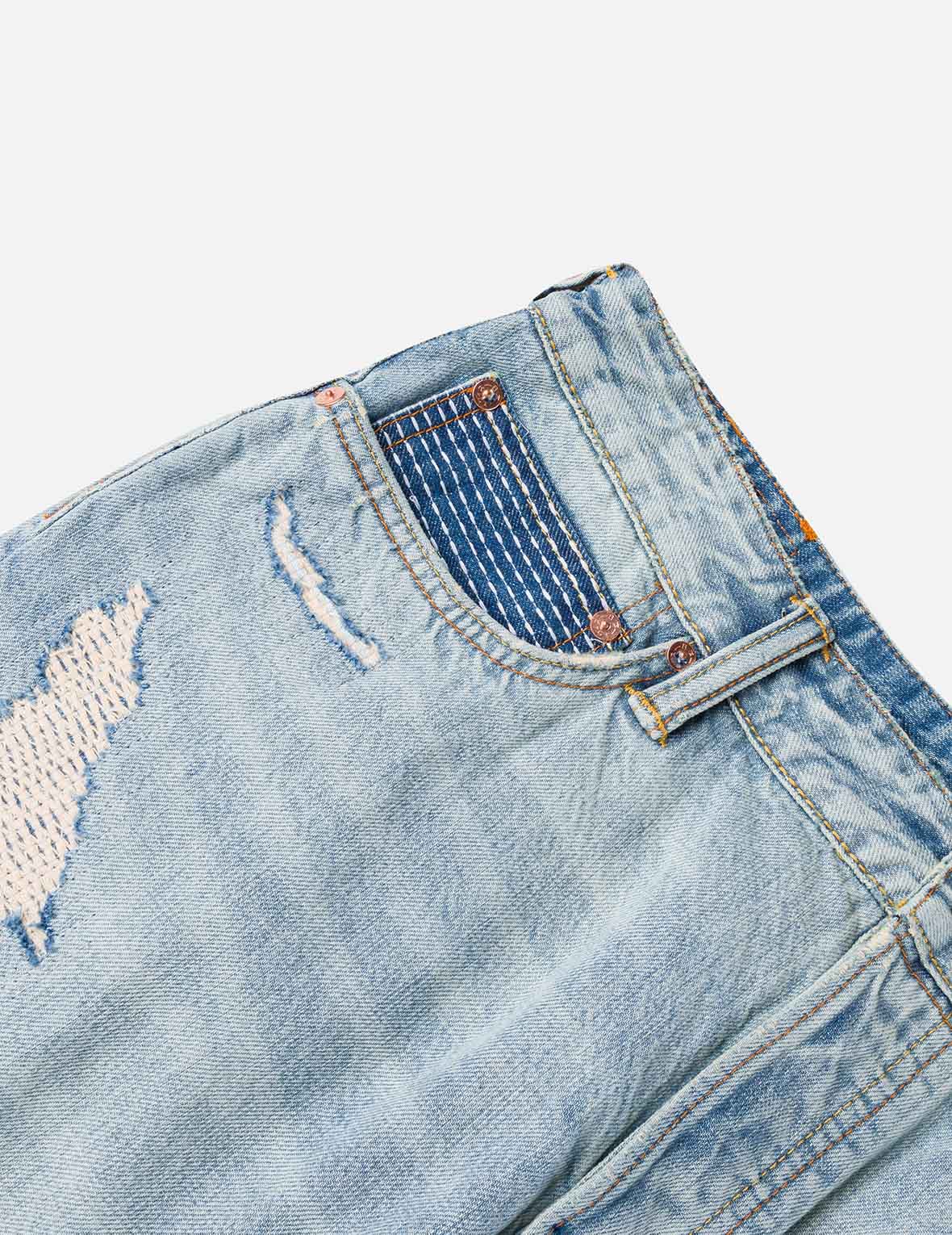 大M刺子绣拼布牛仔裤 #2038