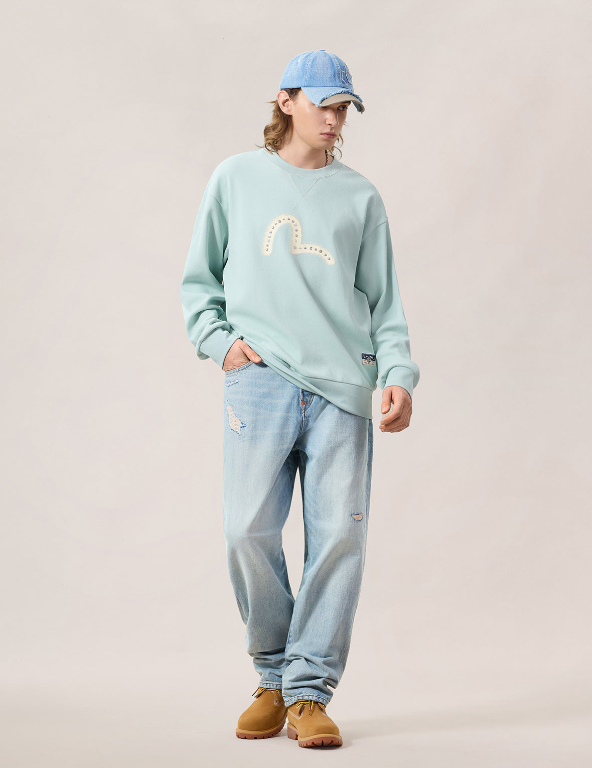 大M刺子绣拼布牛仔裤 #2038