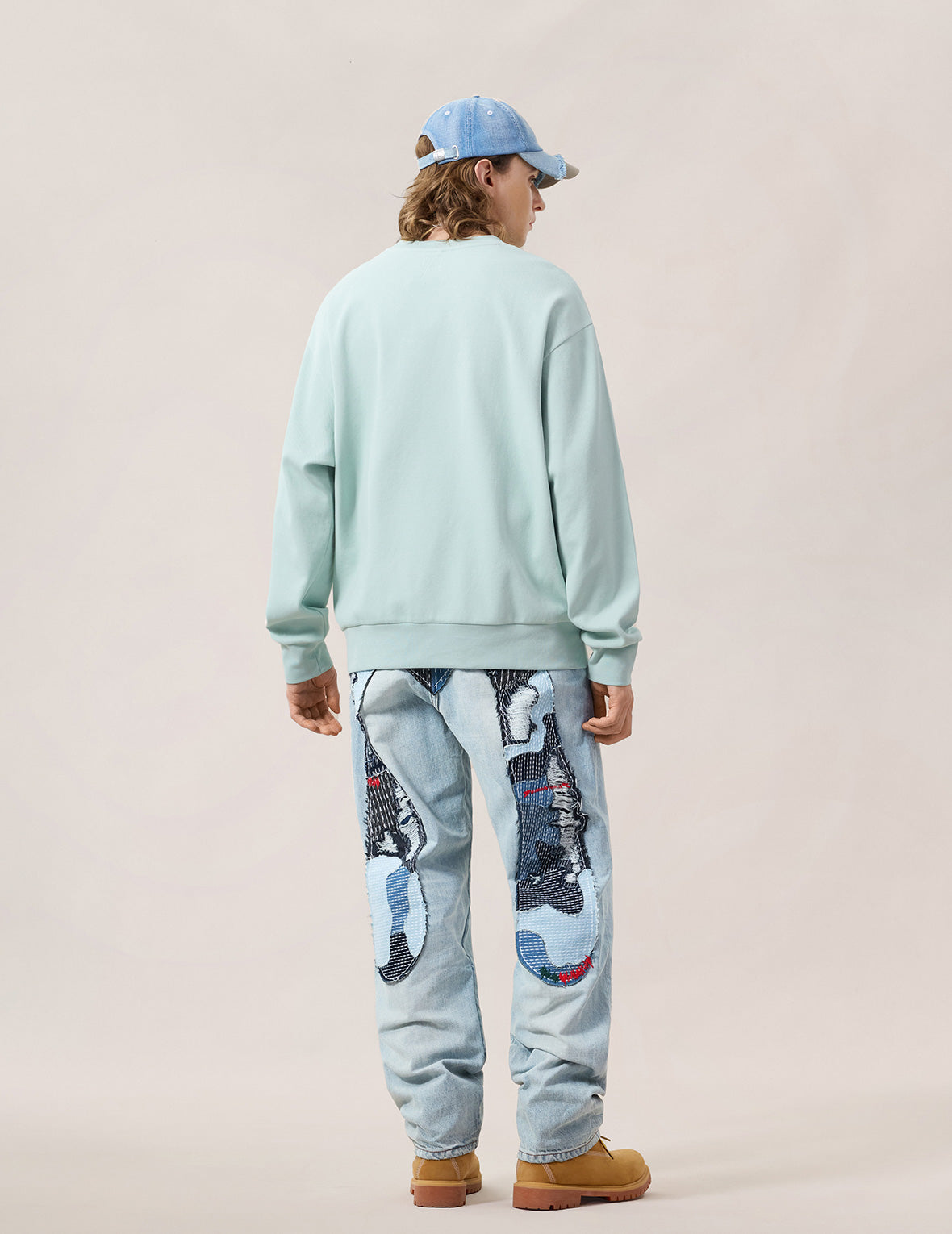 大M刺子绣拼布牛仔裤 #2038