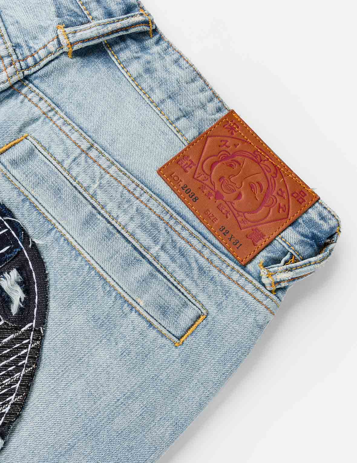 大M刺子绣拼布牛仔裤 #2038