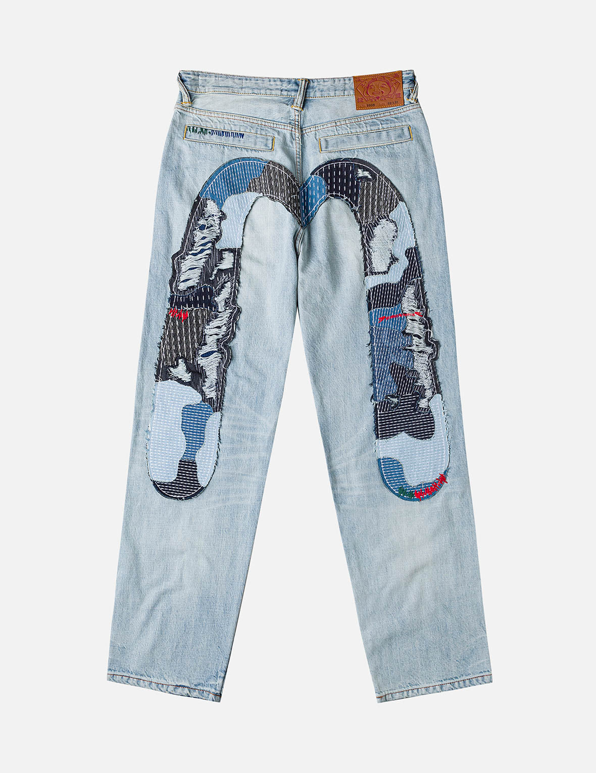 大M刺子绣拼布牛仔裤 #2038