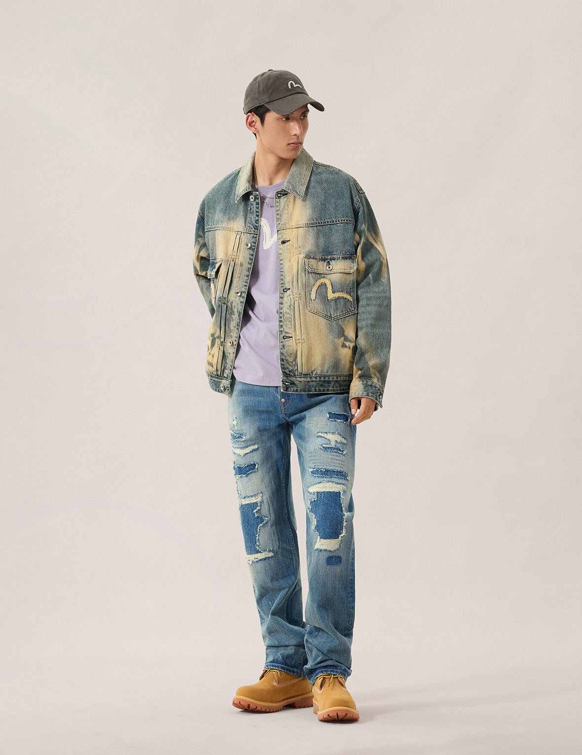 海鸥印花破洞牛仔裤 #2020