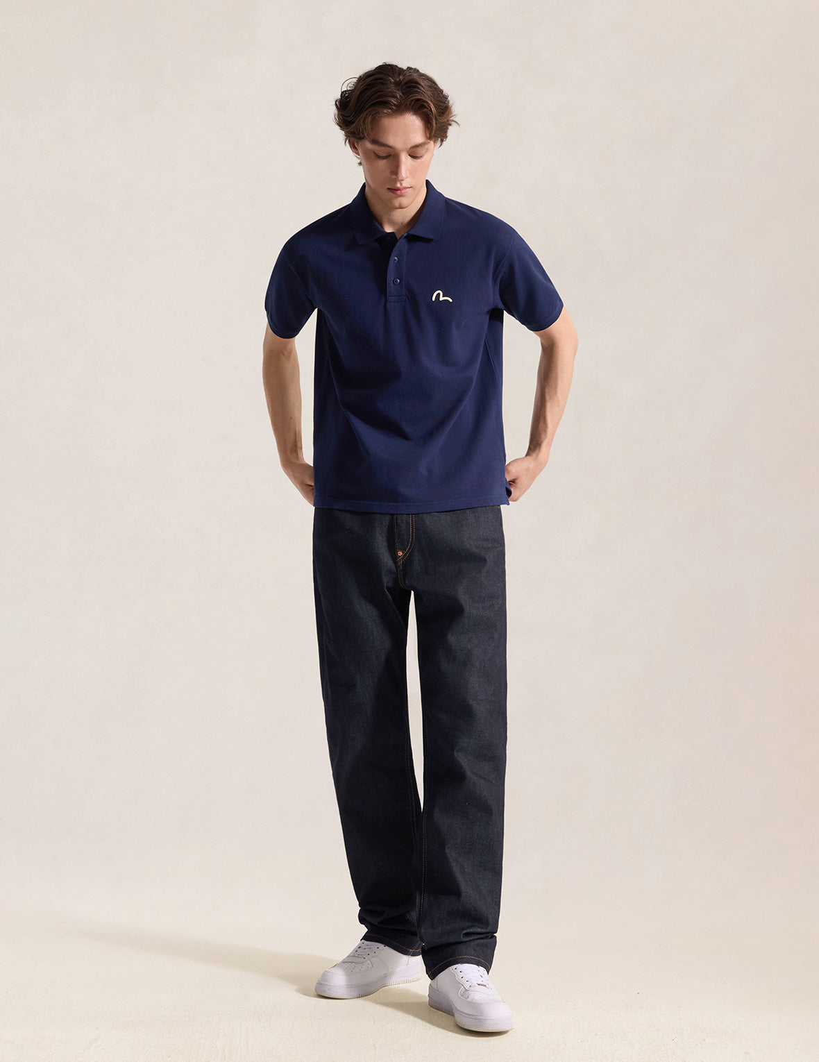 浅蓝色大M印花牛仔裤 #2020