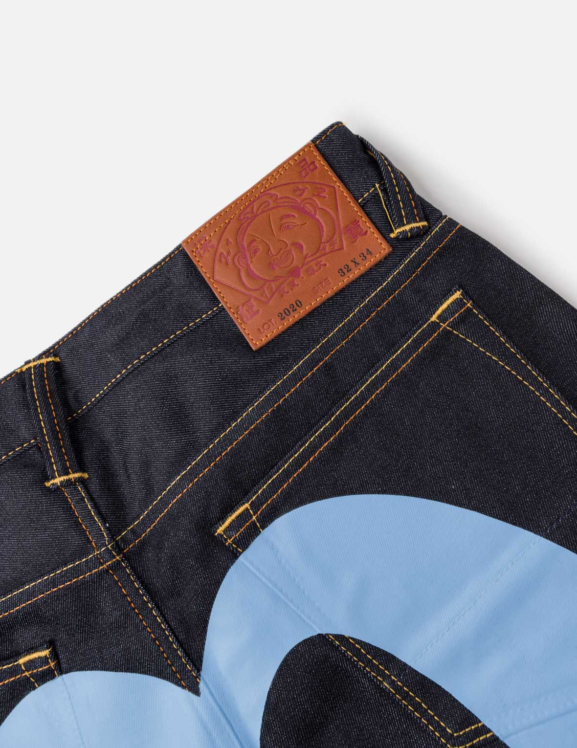 浅蓝色大M印花牛仔裤 #2020