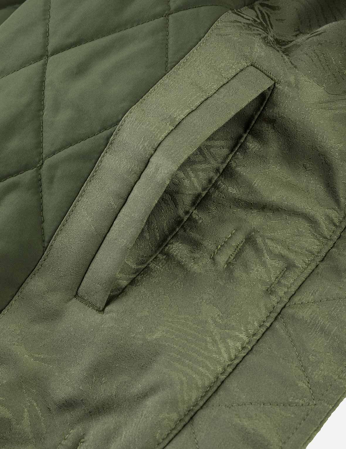 Allover Jacquard Padded Chinese Jacket - Green