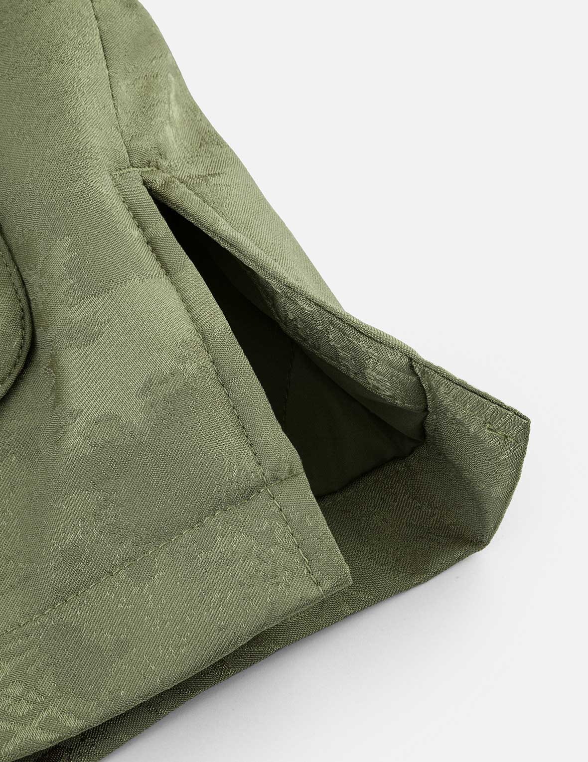 Allover Jacquard Padded Chinese Jacket - Green