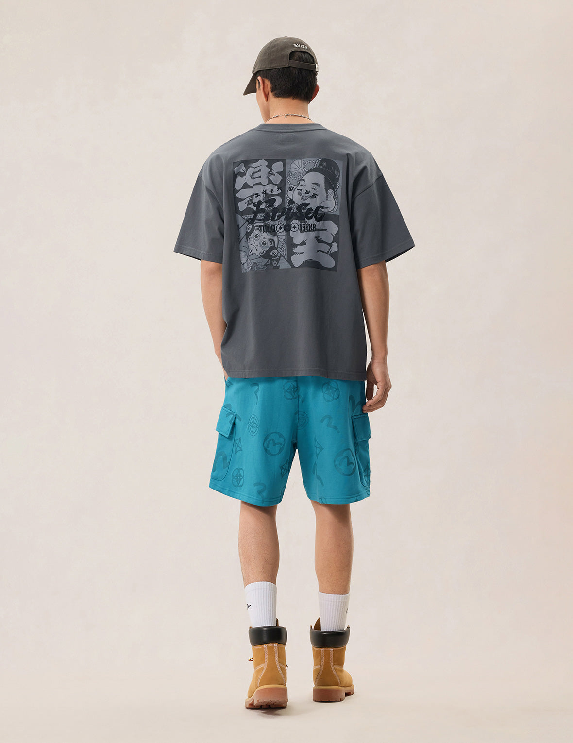 佛头风筝达摩方巾印花T恤