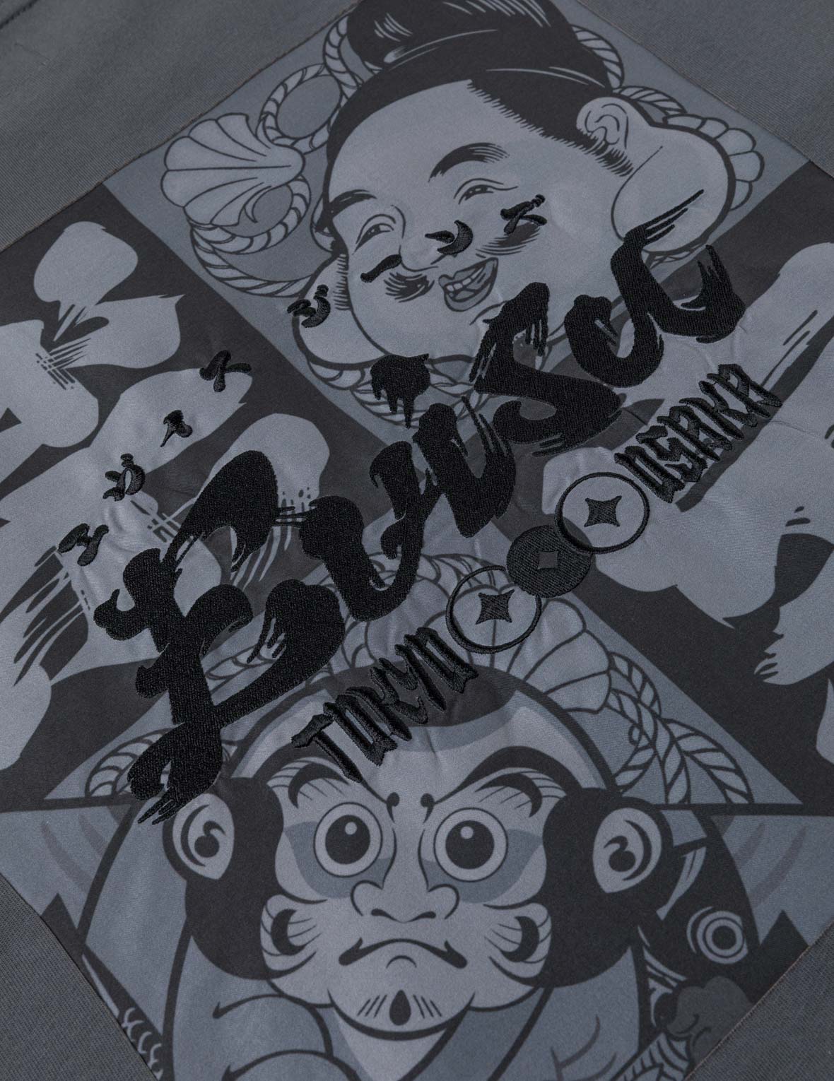 佛头风筝达摩方巾印花T恤